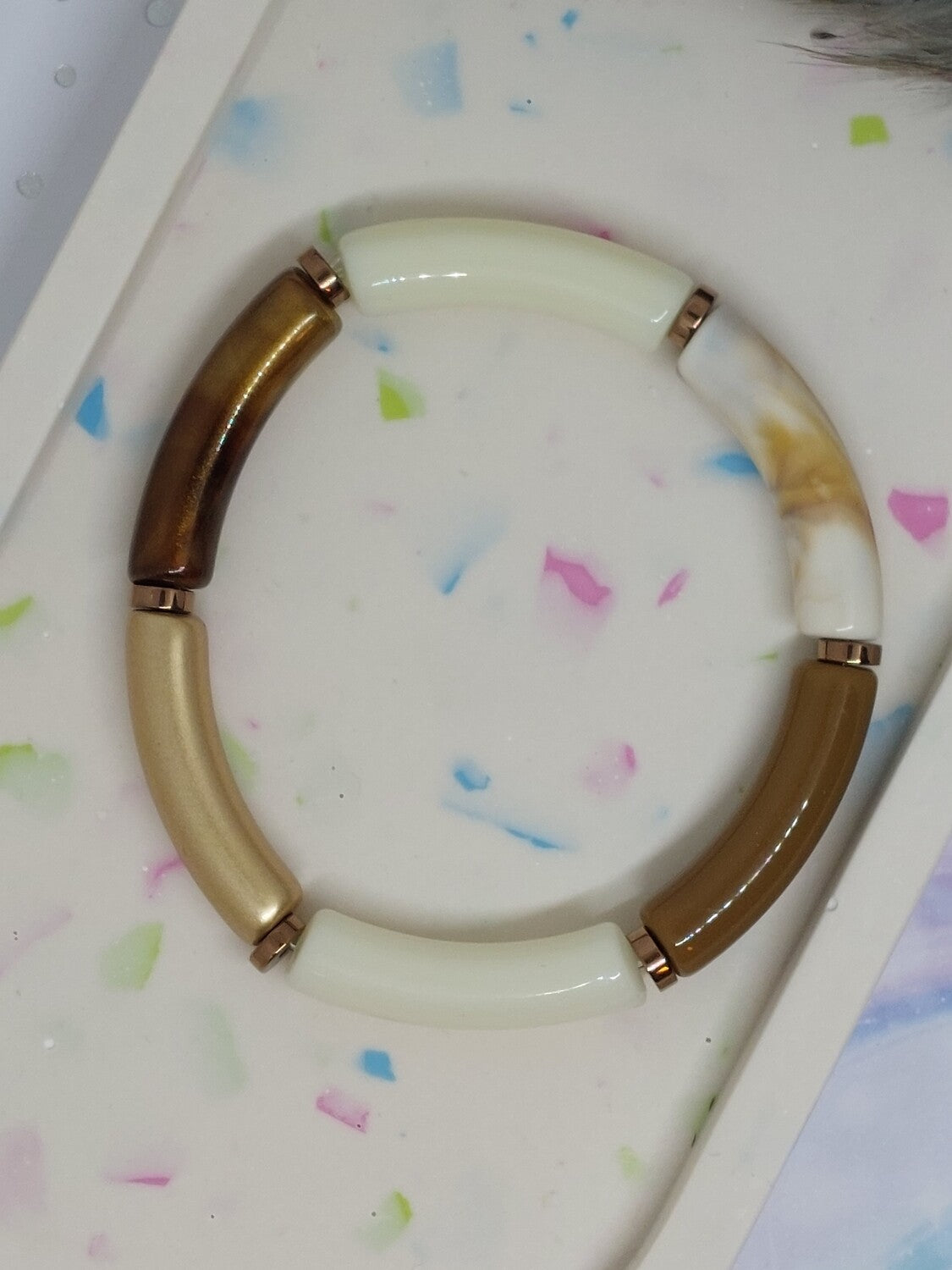 Armband Ivoor/mat goud