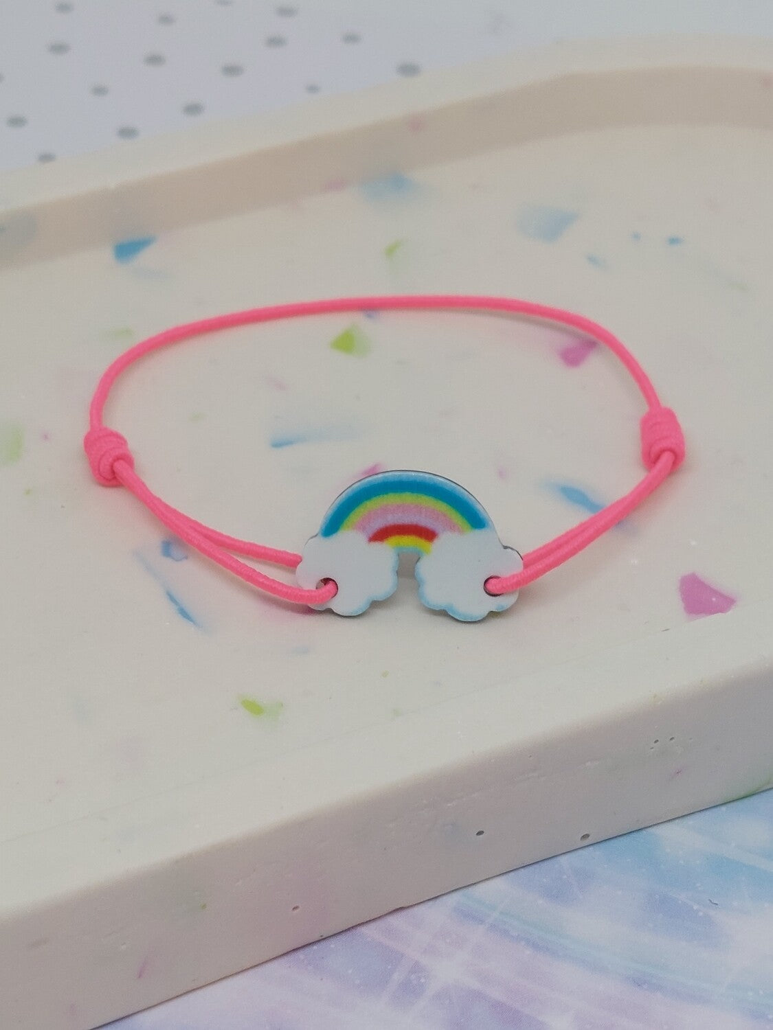 Armbandje rainbow fel roze
