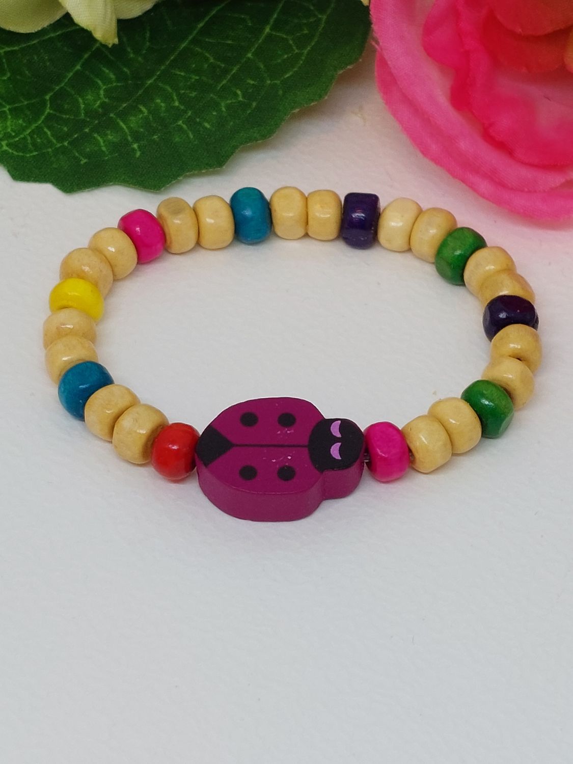 Lieveheersbeestje paars met multicolor