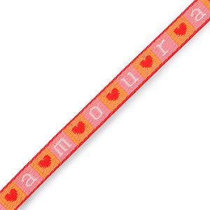 Lint met tekst "Amour" Pink-orange-white