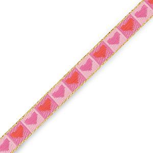 Lint met tekst hartjes Pink-red-gold