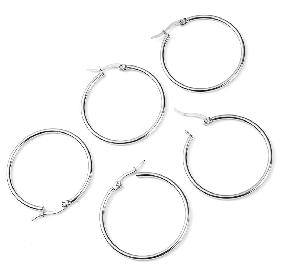 Oorbel 40mm zilver (RVS)