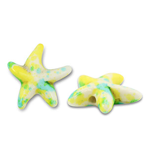 Zeester Off white-blue-yellow-green keramiek