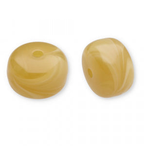 Acryl kralen disc Ochre yellow-white