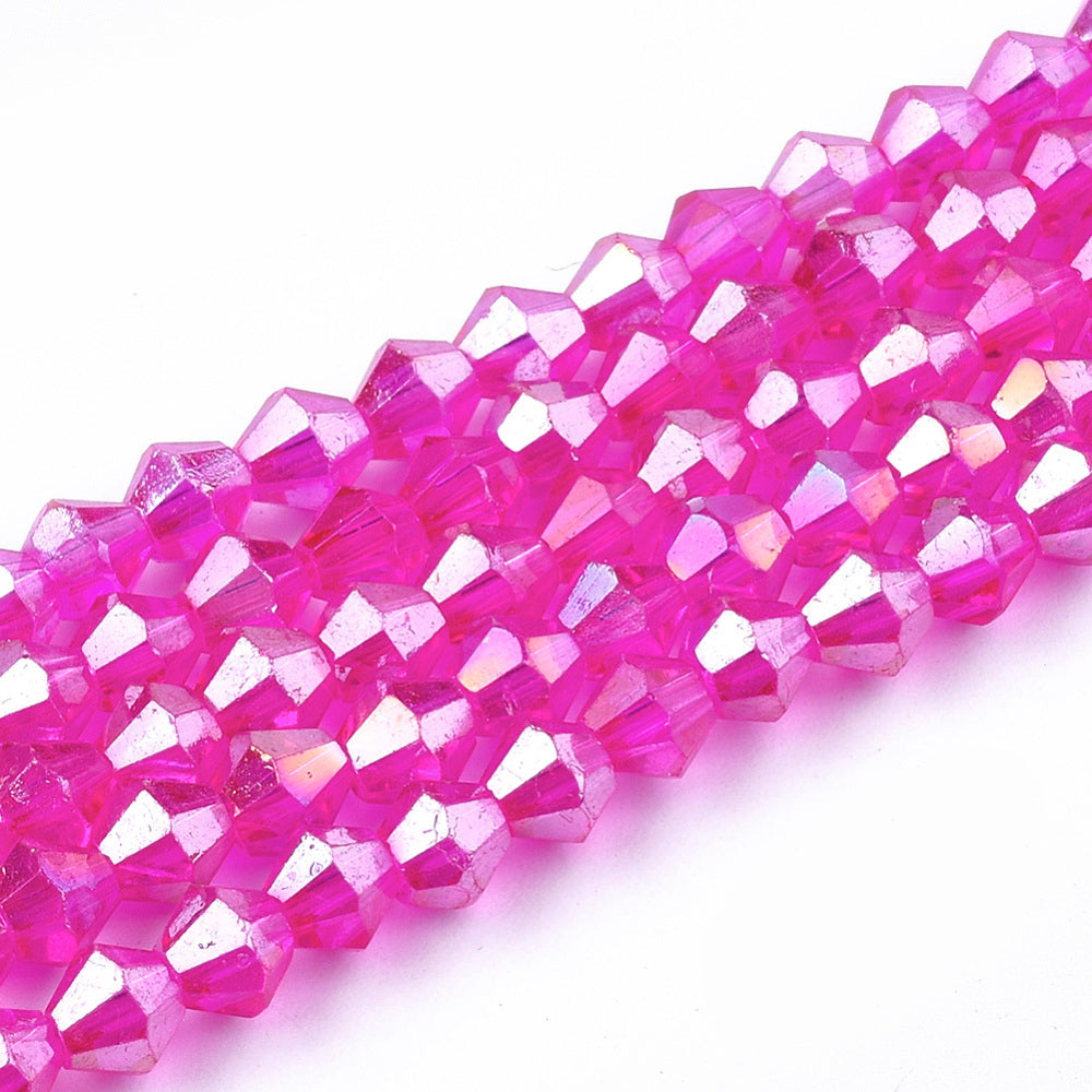 Bicone kraal Fel roze 4mm