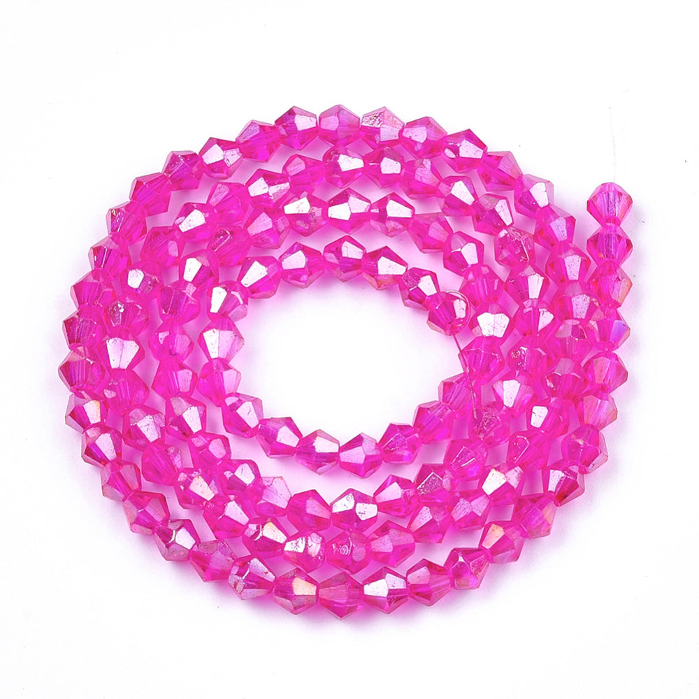 Bicone kraal Fel roze 4mm