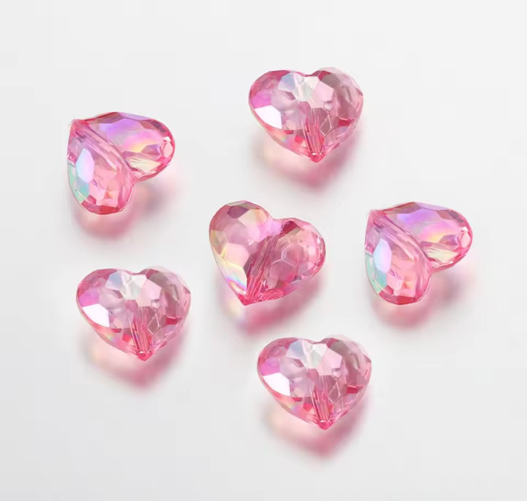 Acryl kraal hart Pink transparant