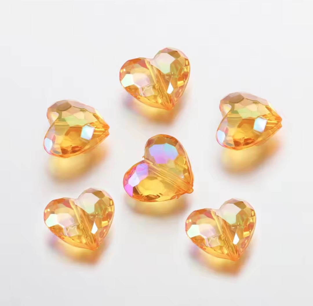 Acryl kraal hart Orange transparant