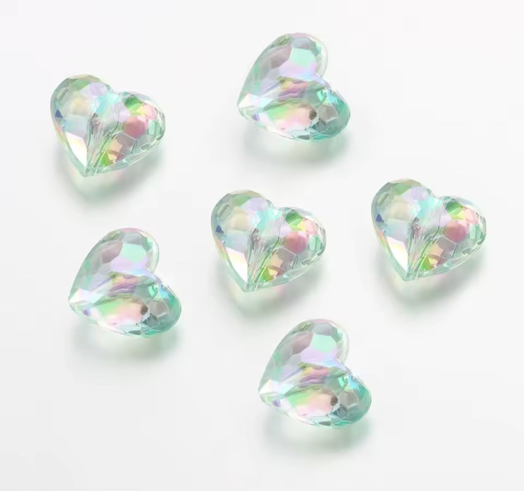 Acryl kraal hart Green transparant