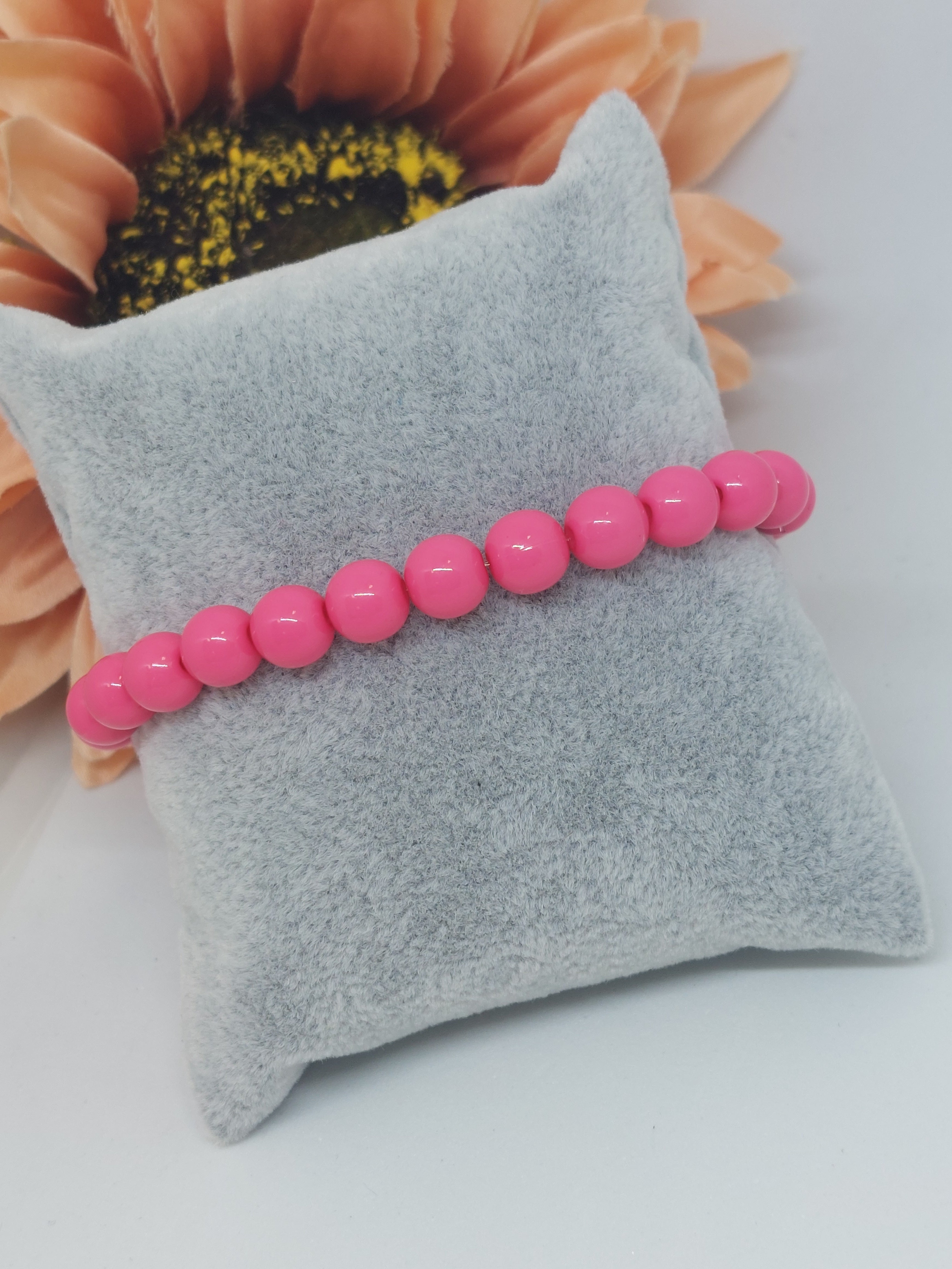 Kralen armbanden Donker roze 8mm