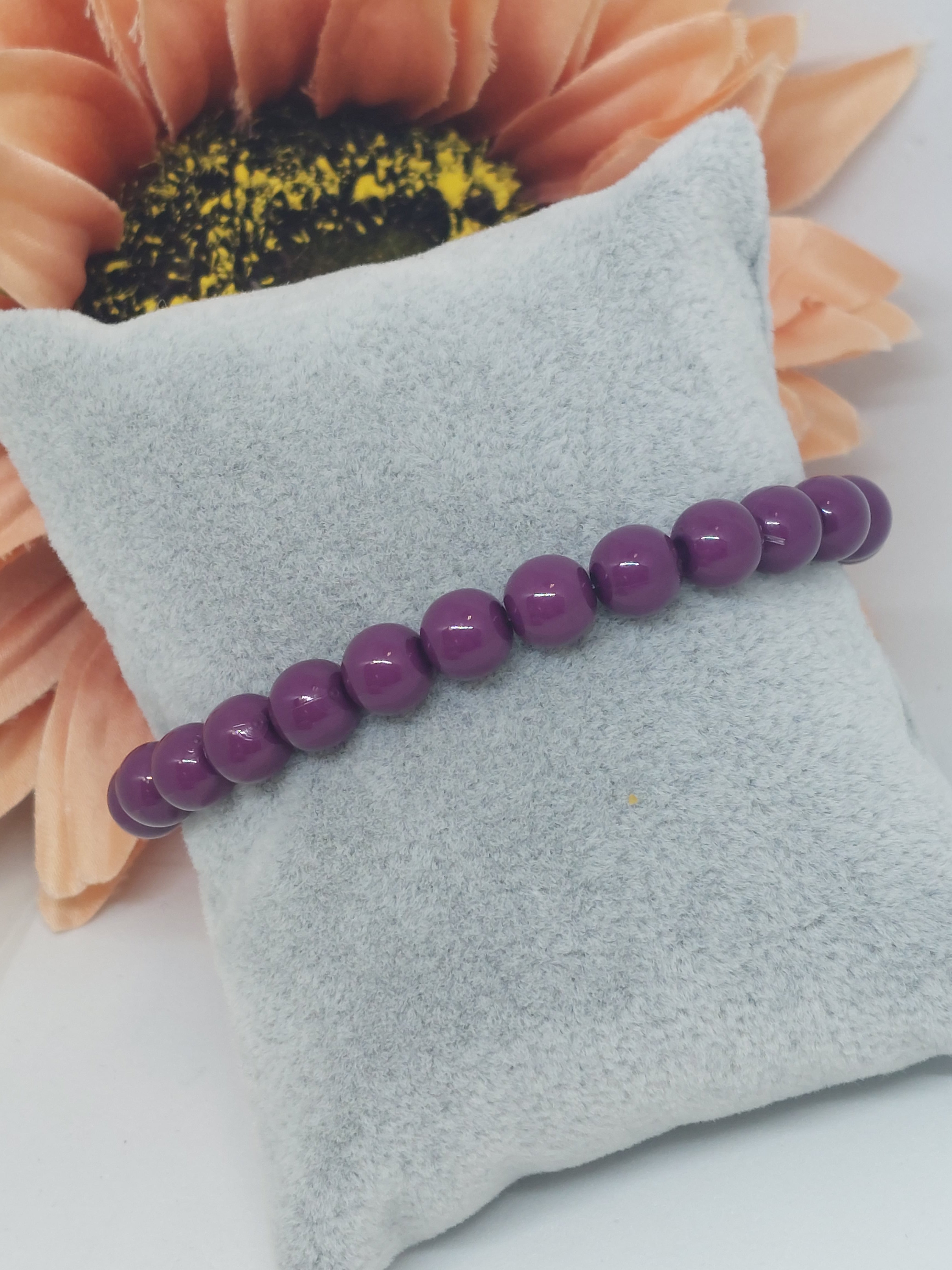 Kralen armband paars 8mm
