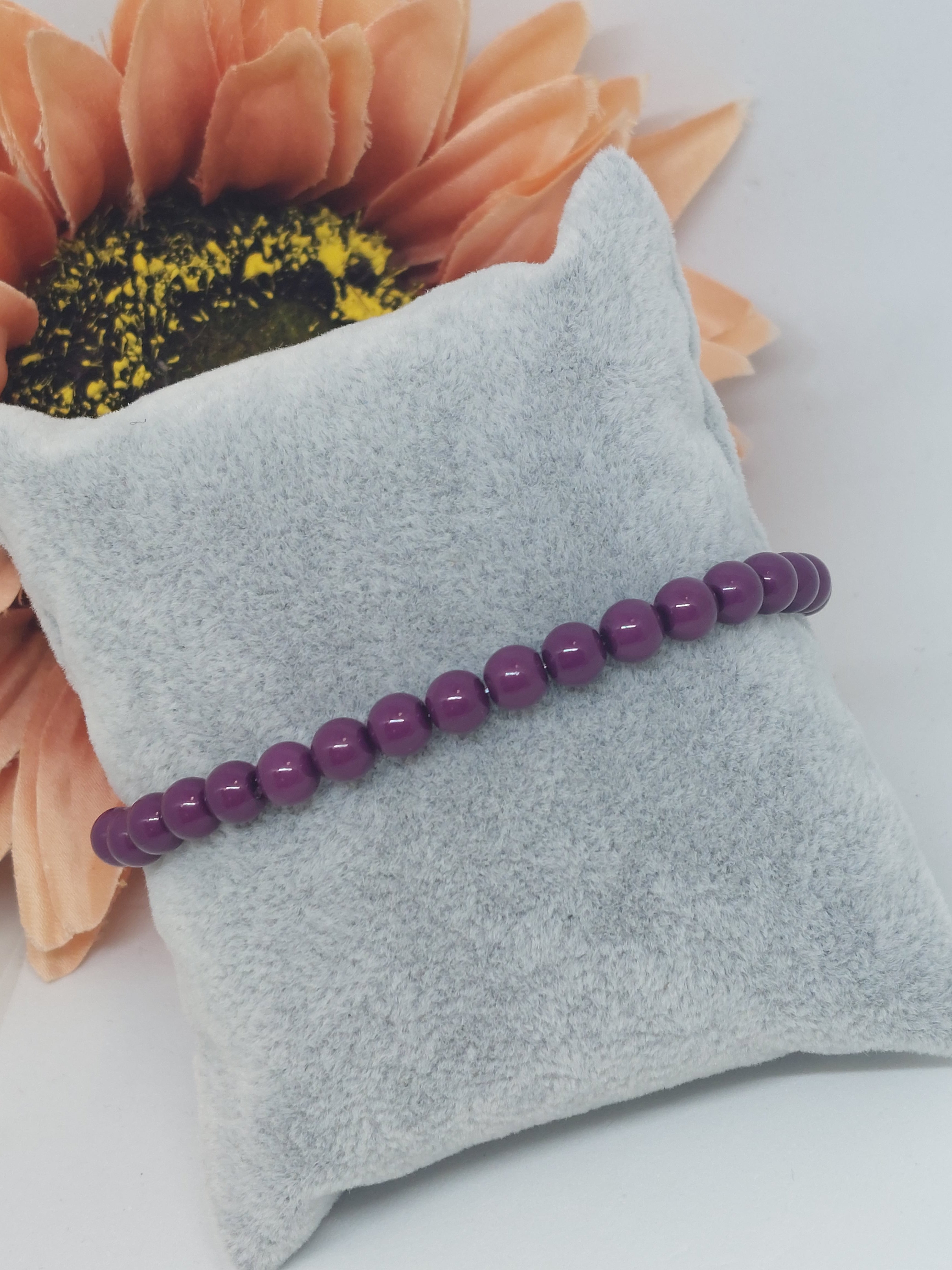 Kralen armband paars (6mm)