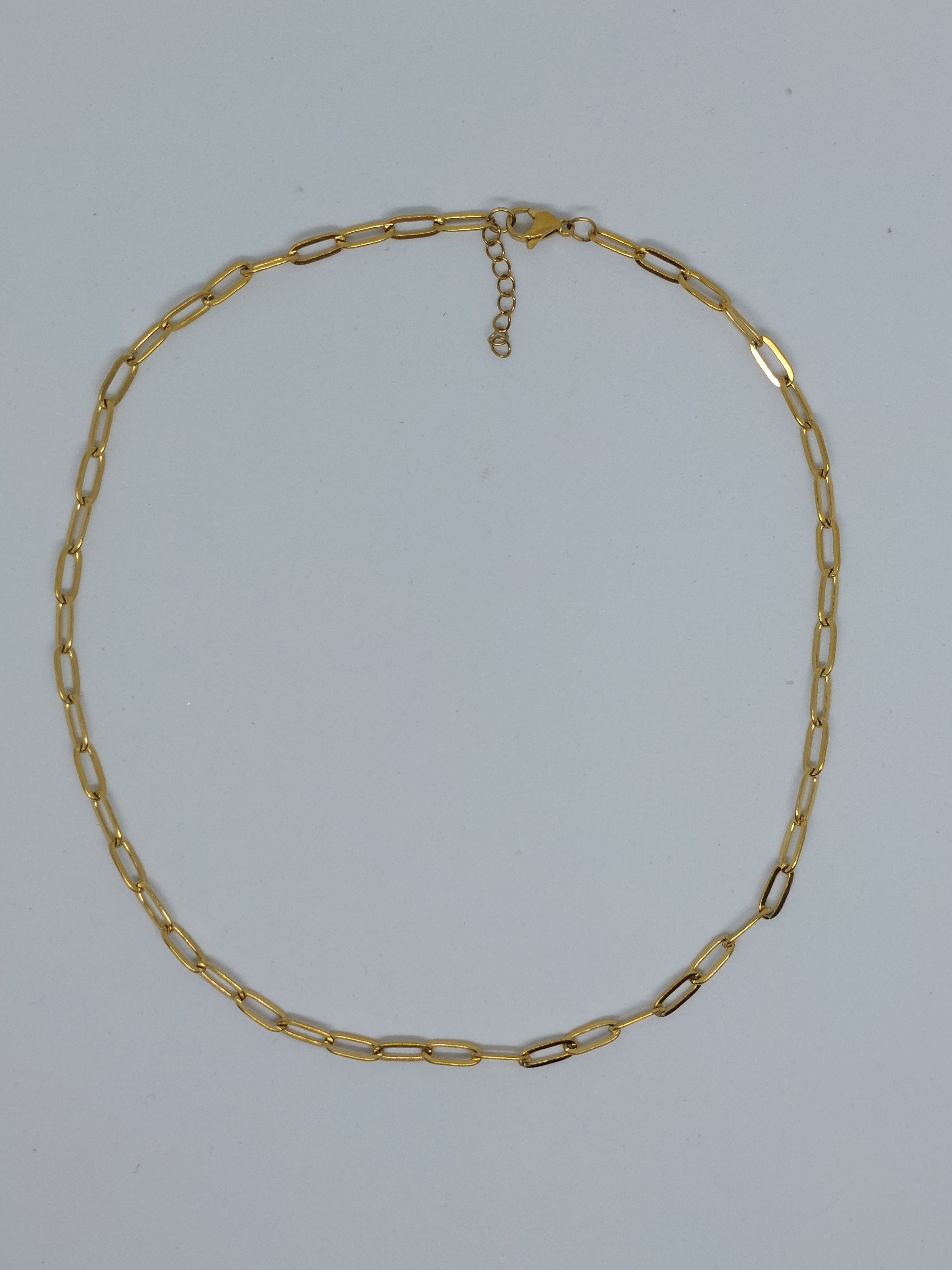 Ketting paperclip goudkleurig (RVS)