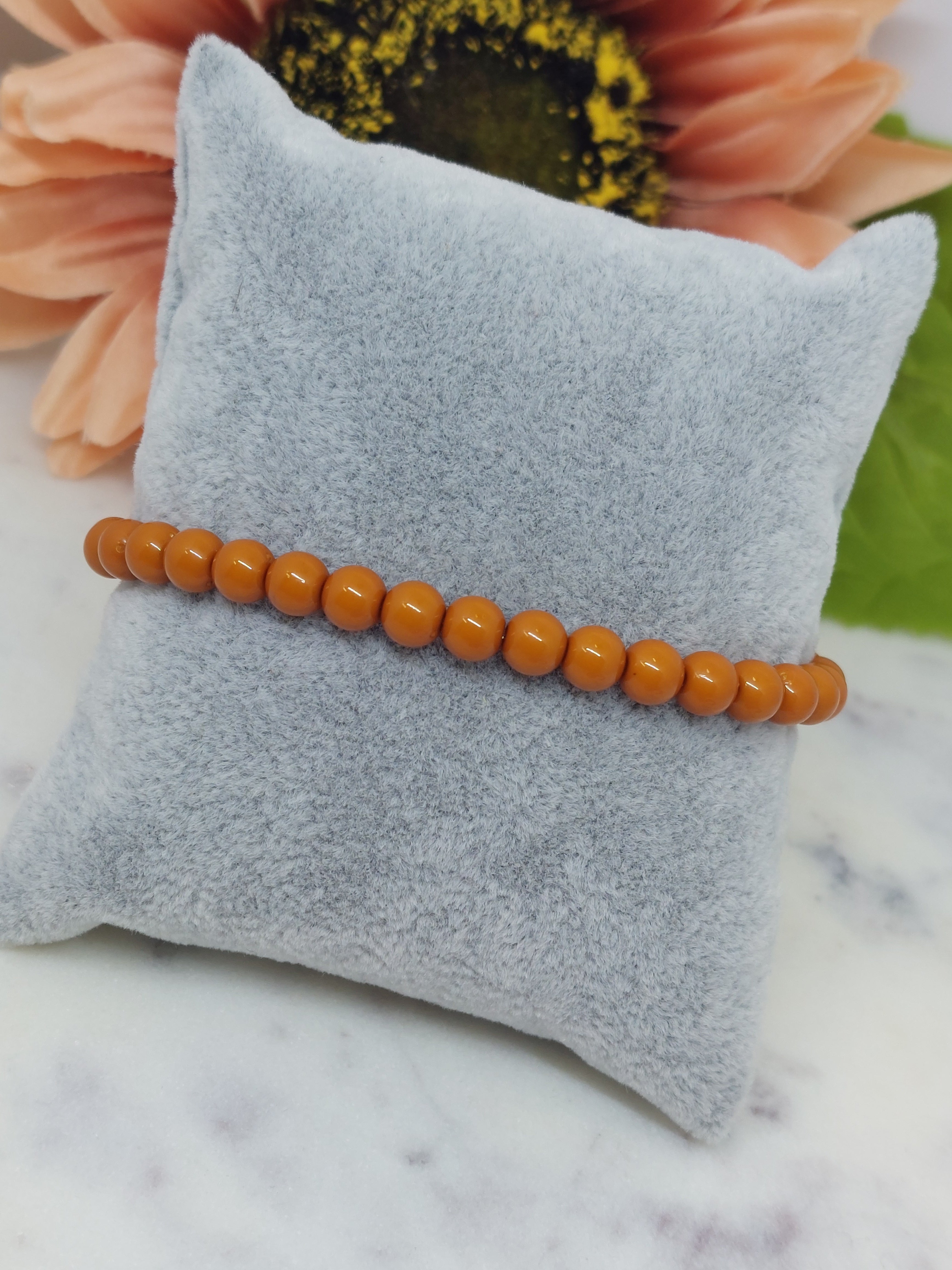 Kralen armband bruin (6mm)