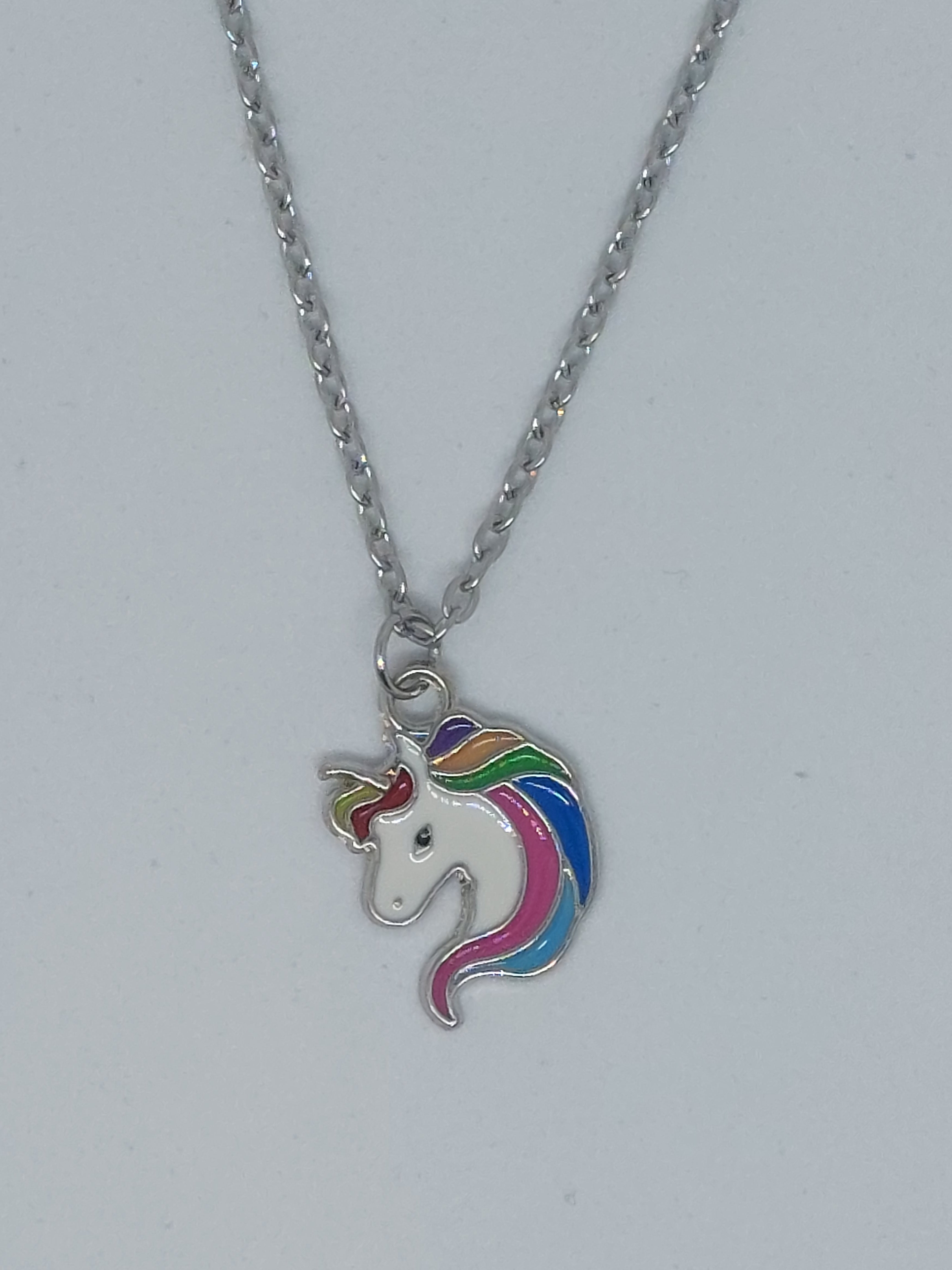 Ketting unicorn rainbow paars/roze