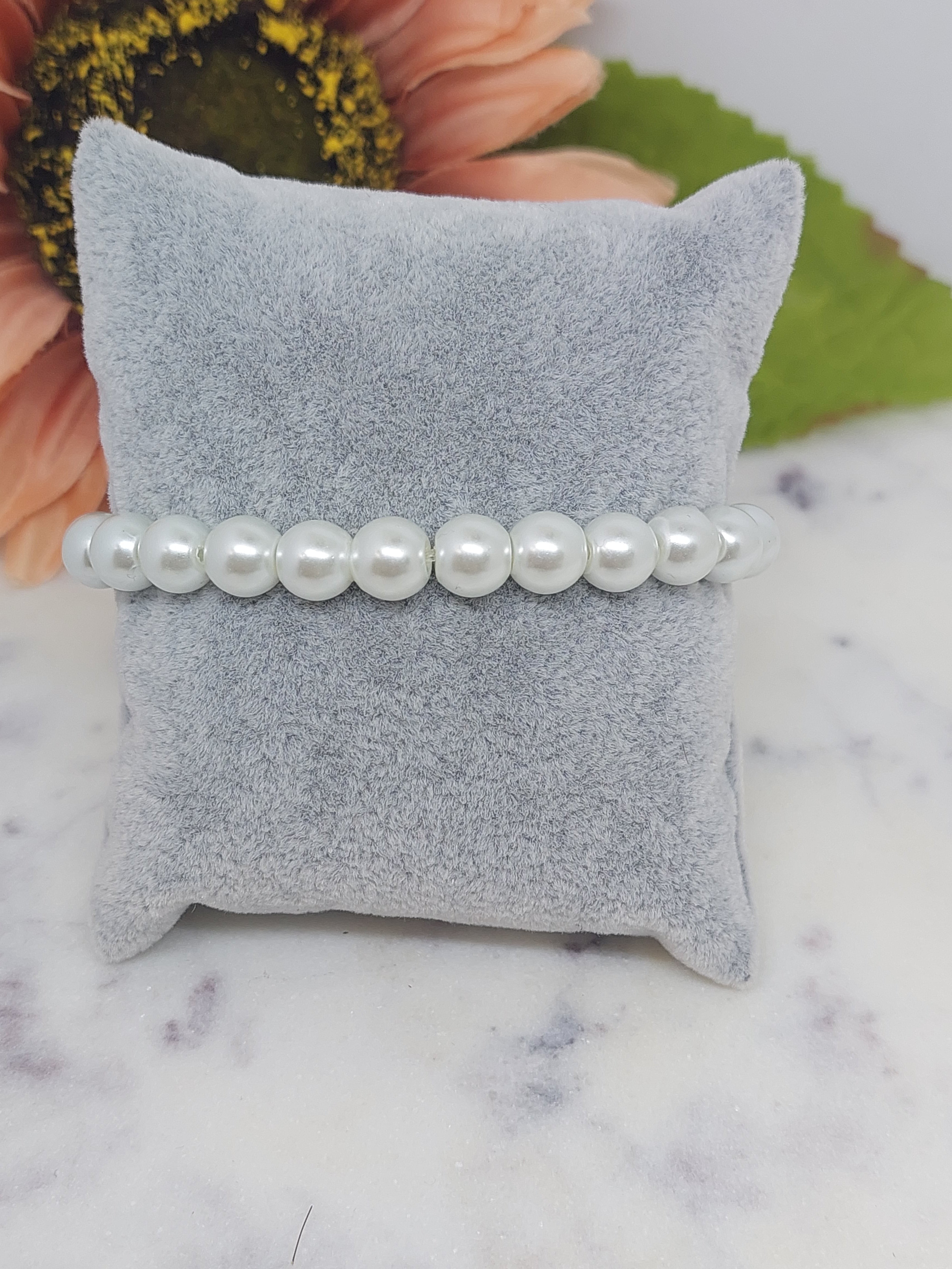 Kralen armband parel White 8mm