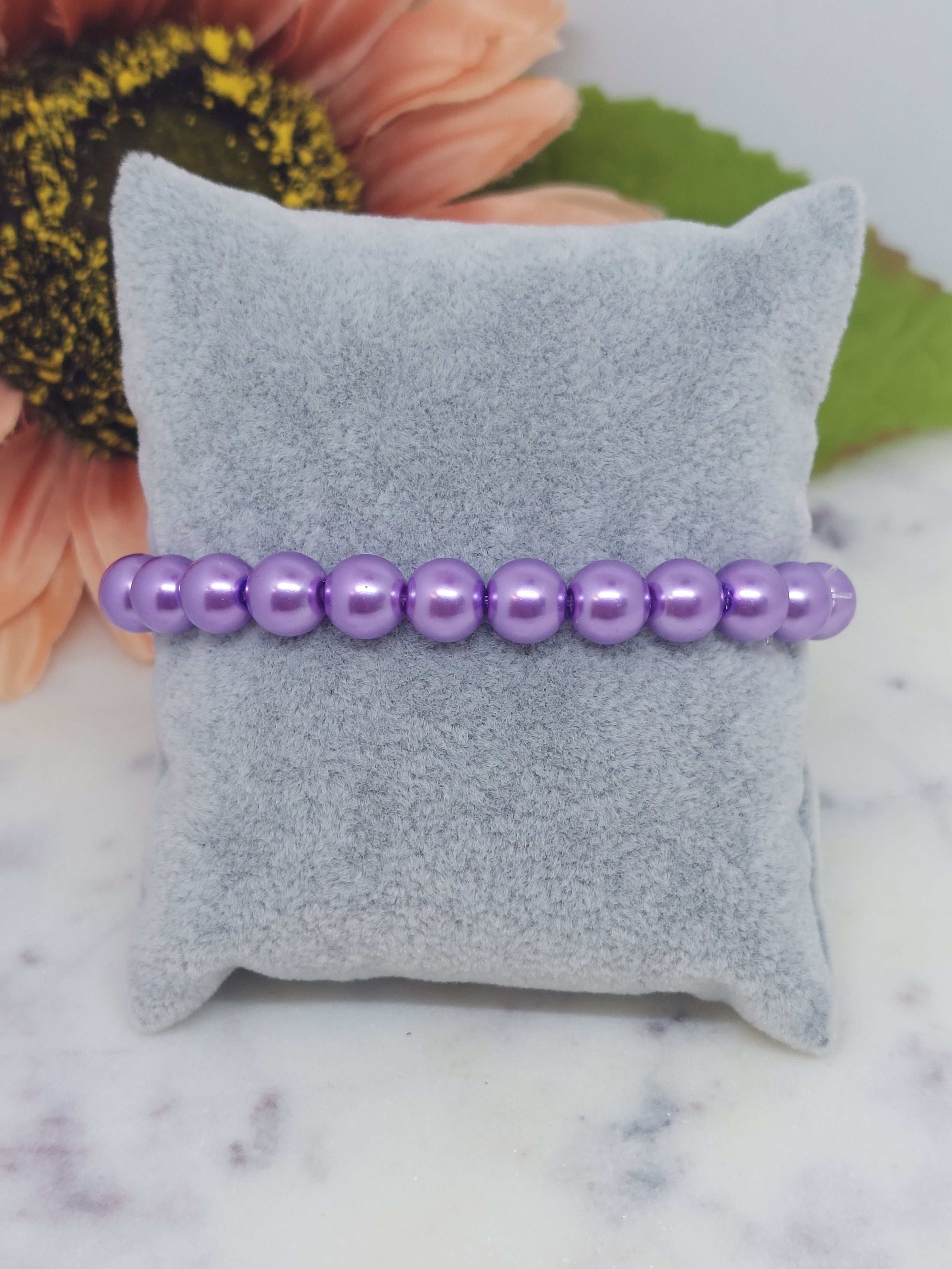 Kralen armband parel Purple 8mm