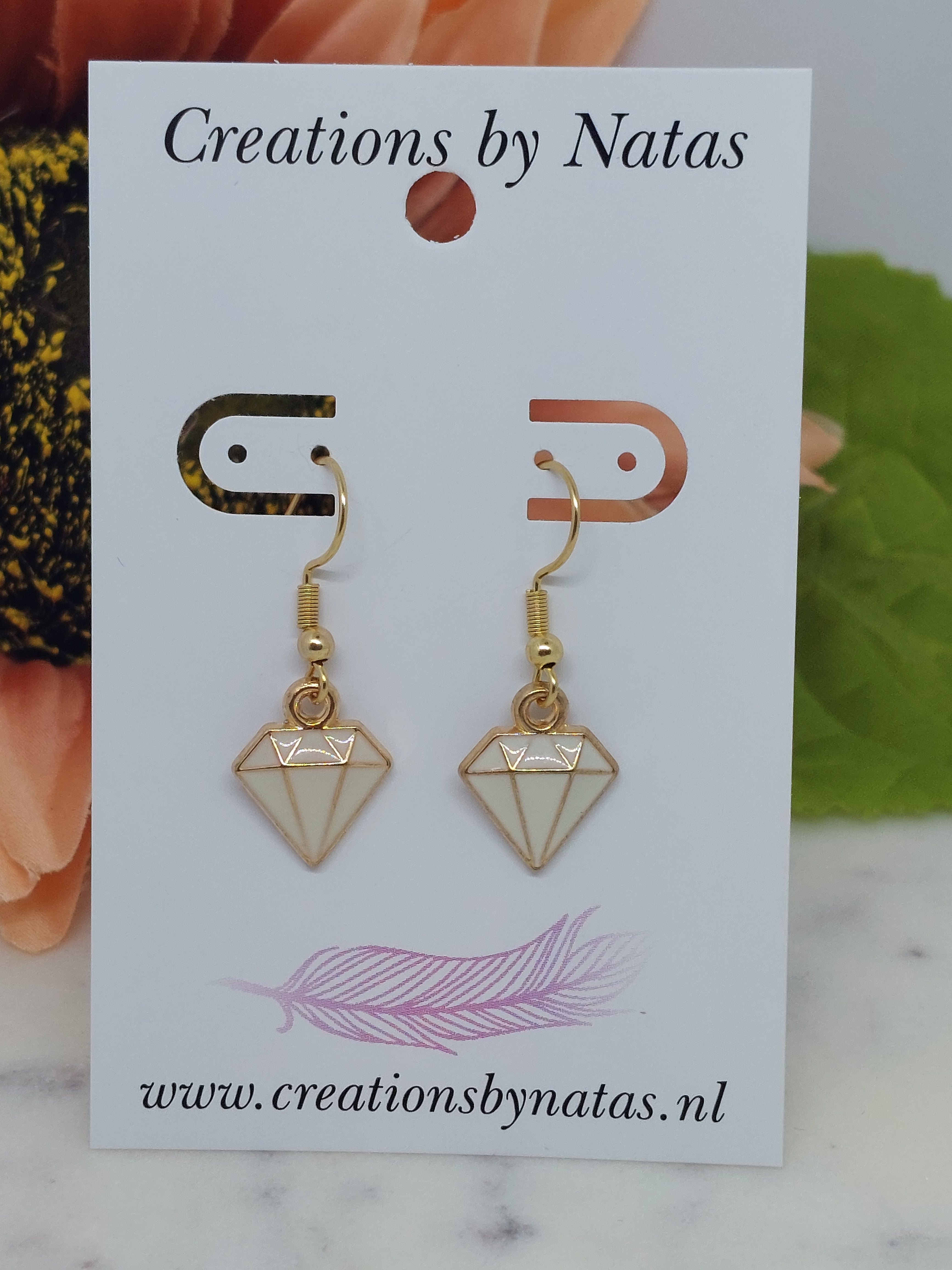 Oorbel diamant wit
