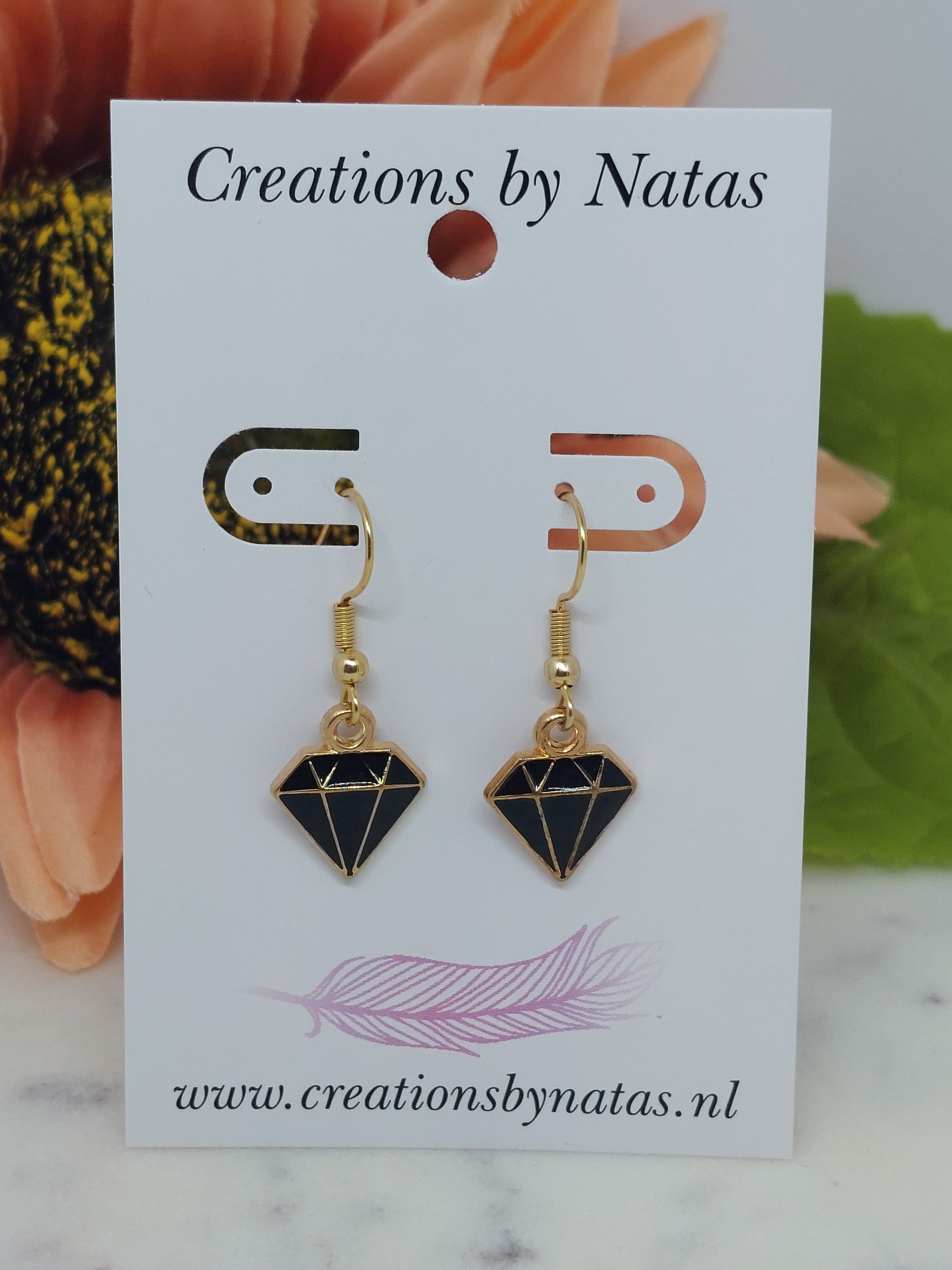 Oorbel diamant zwart
