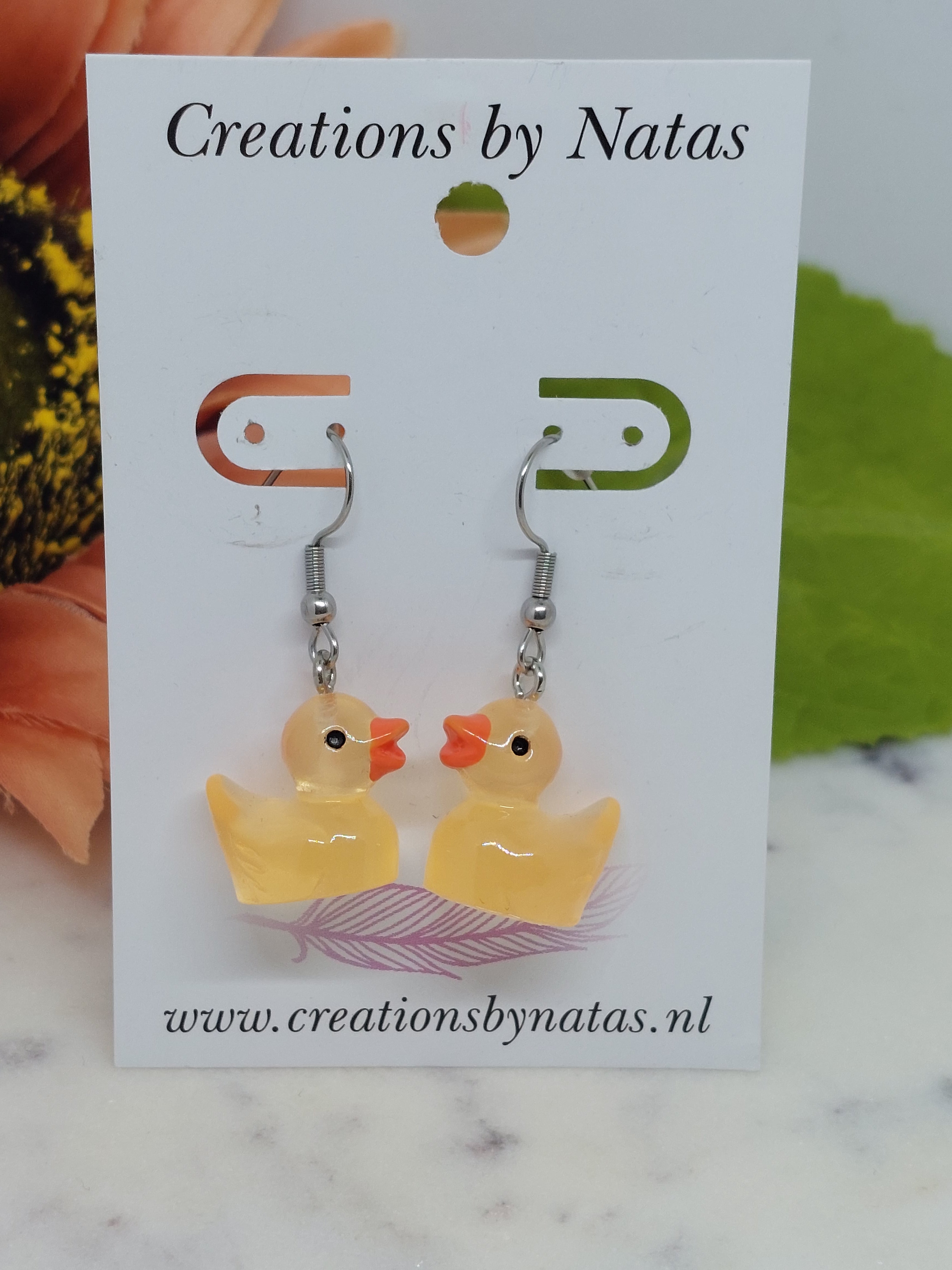 Eendjes oorbellen oranje