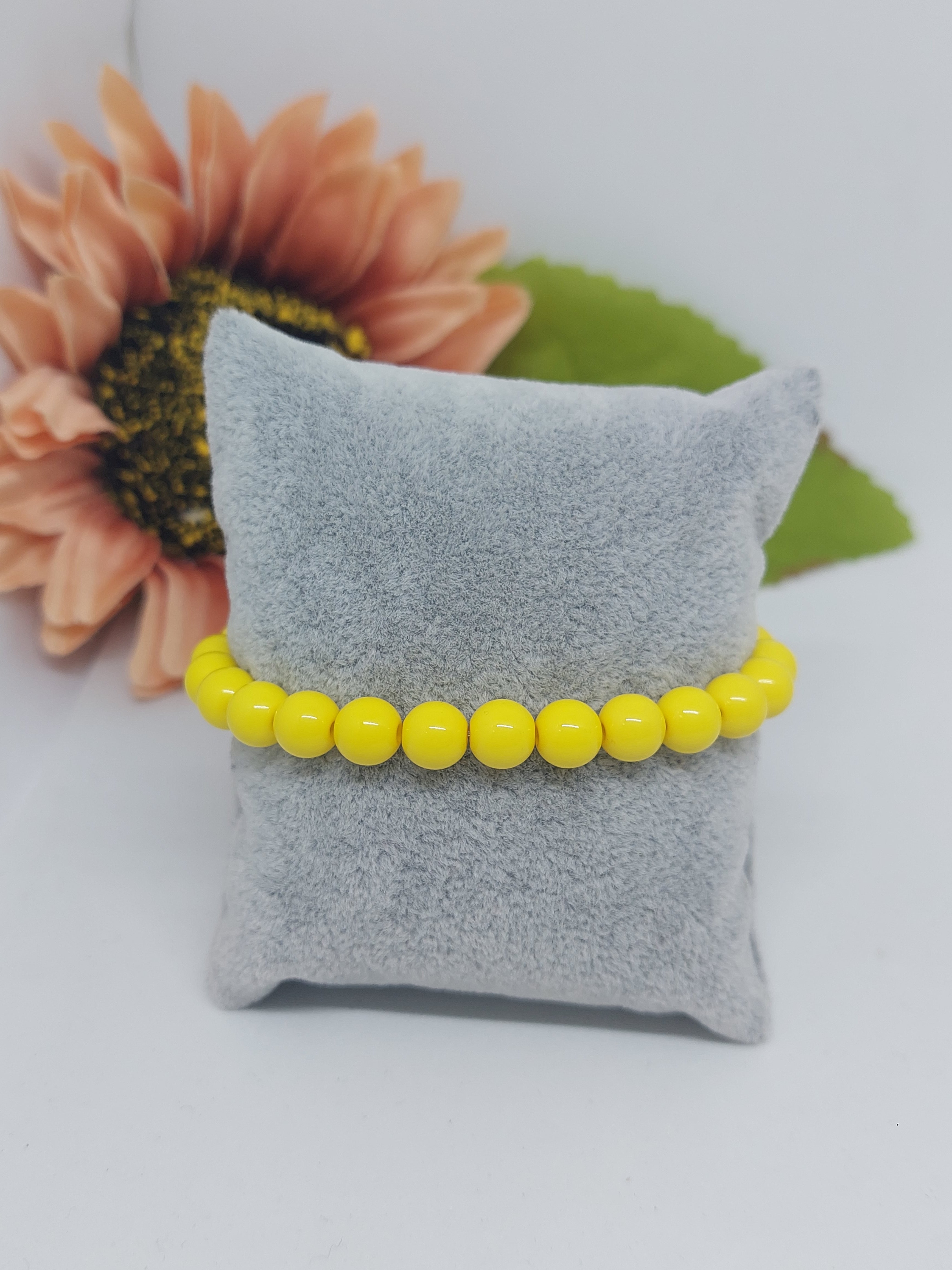 Kralen armband geel 8mm
