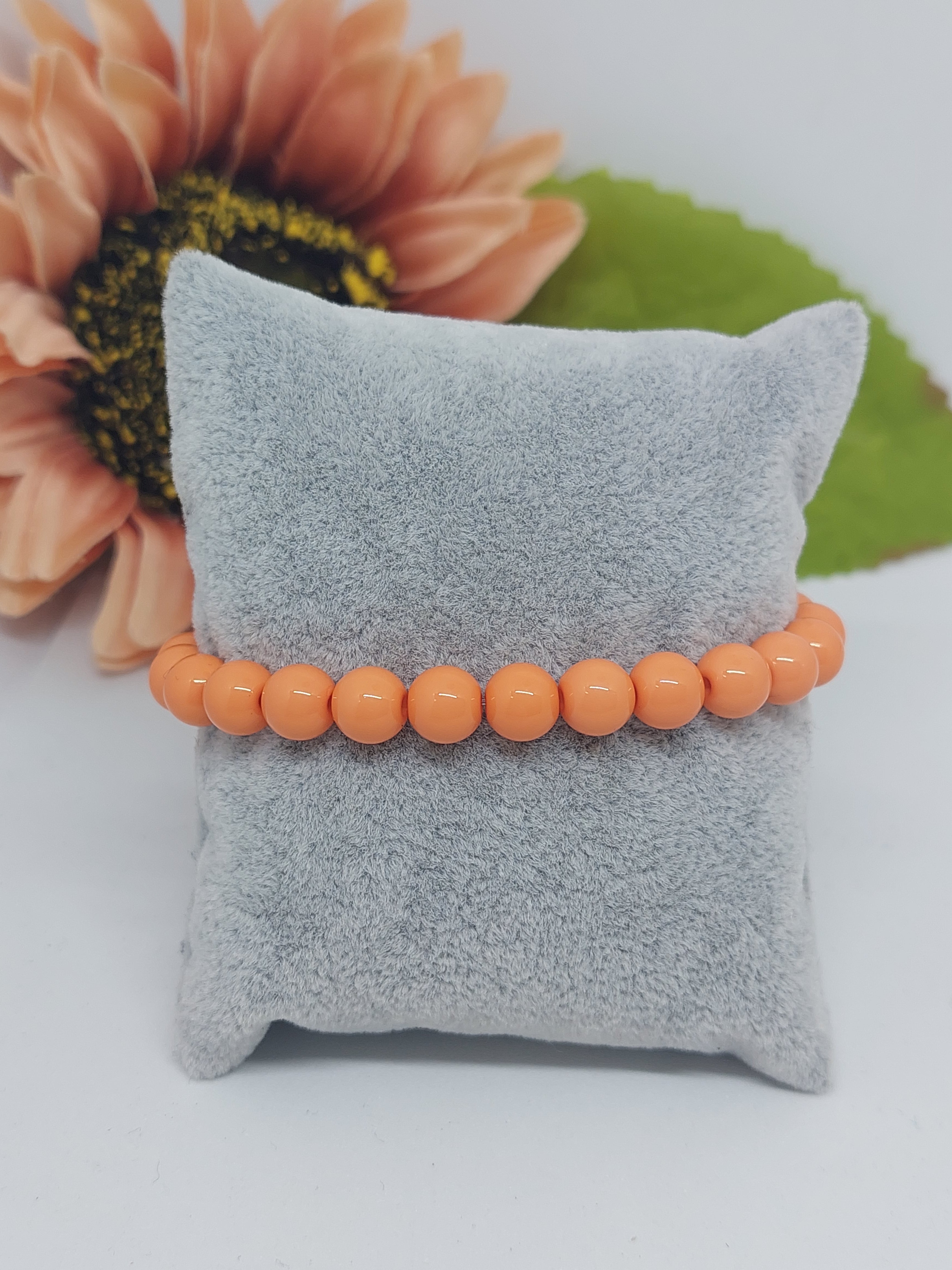 Kralen armband orange/peach 8mm