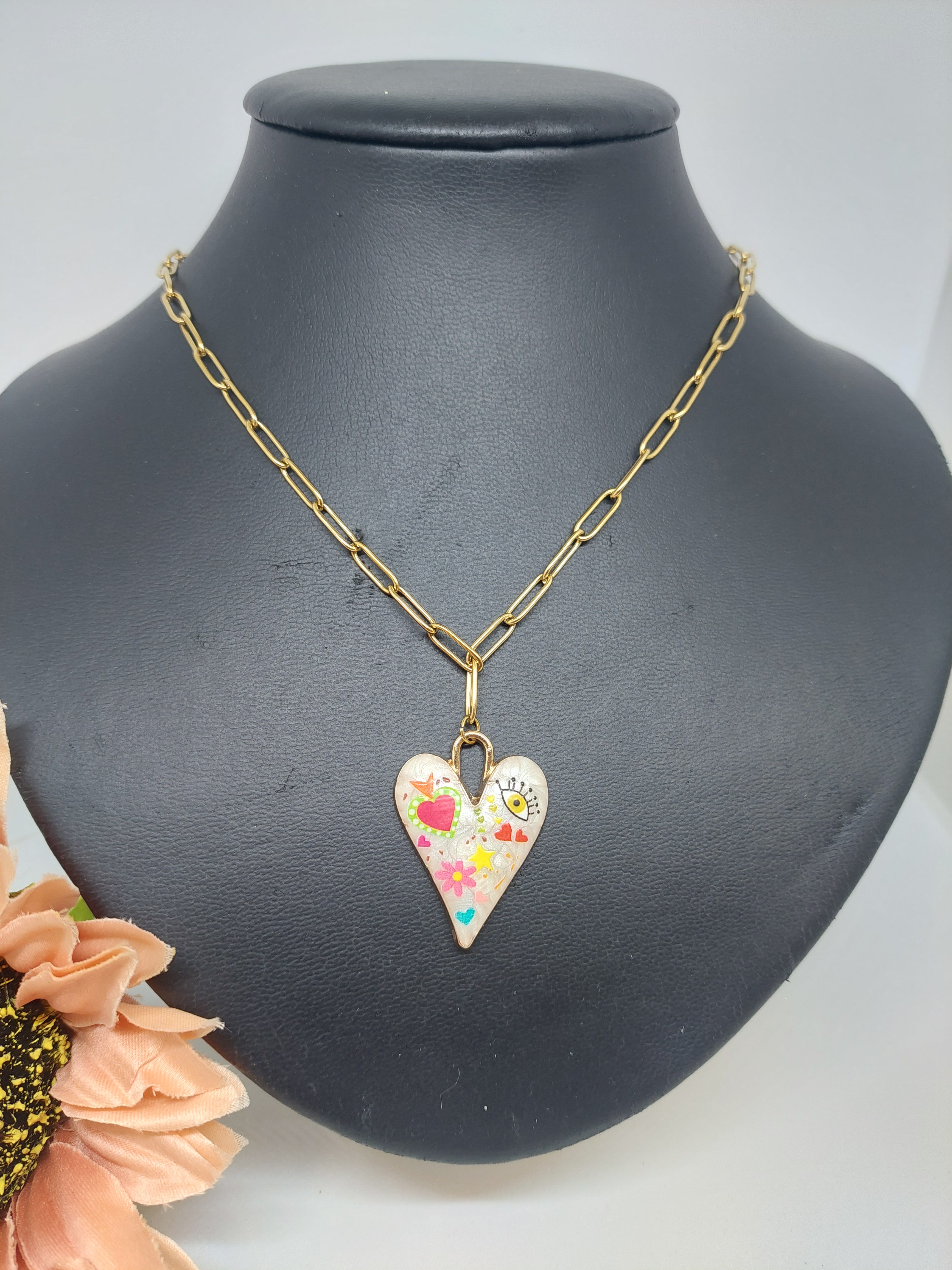 Ketting Hart I goudkleurig (RVS)