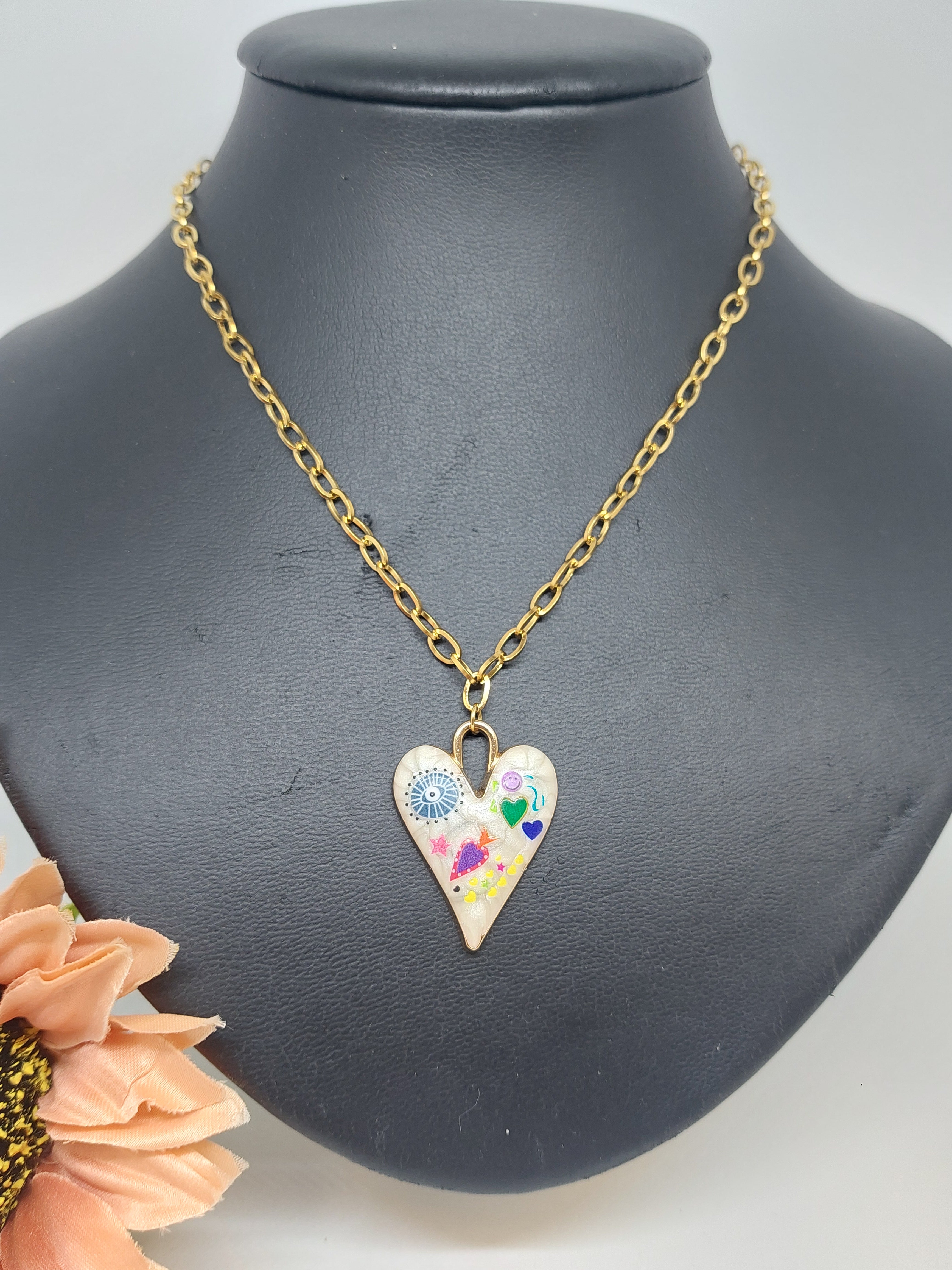 Ketting Hart II goudkleurig (RVS)