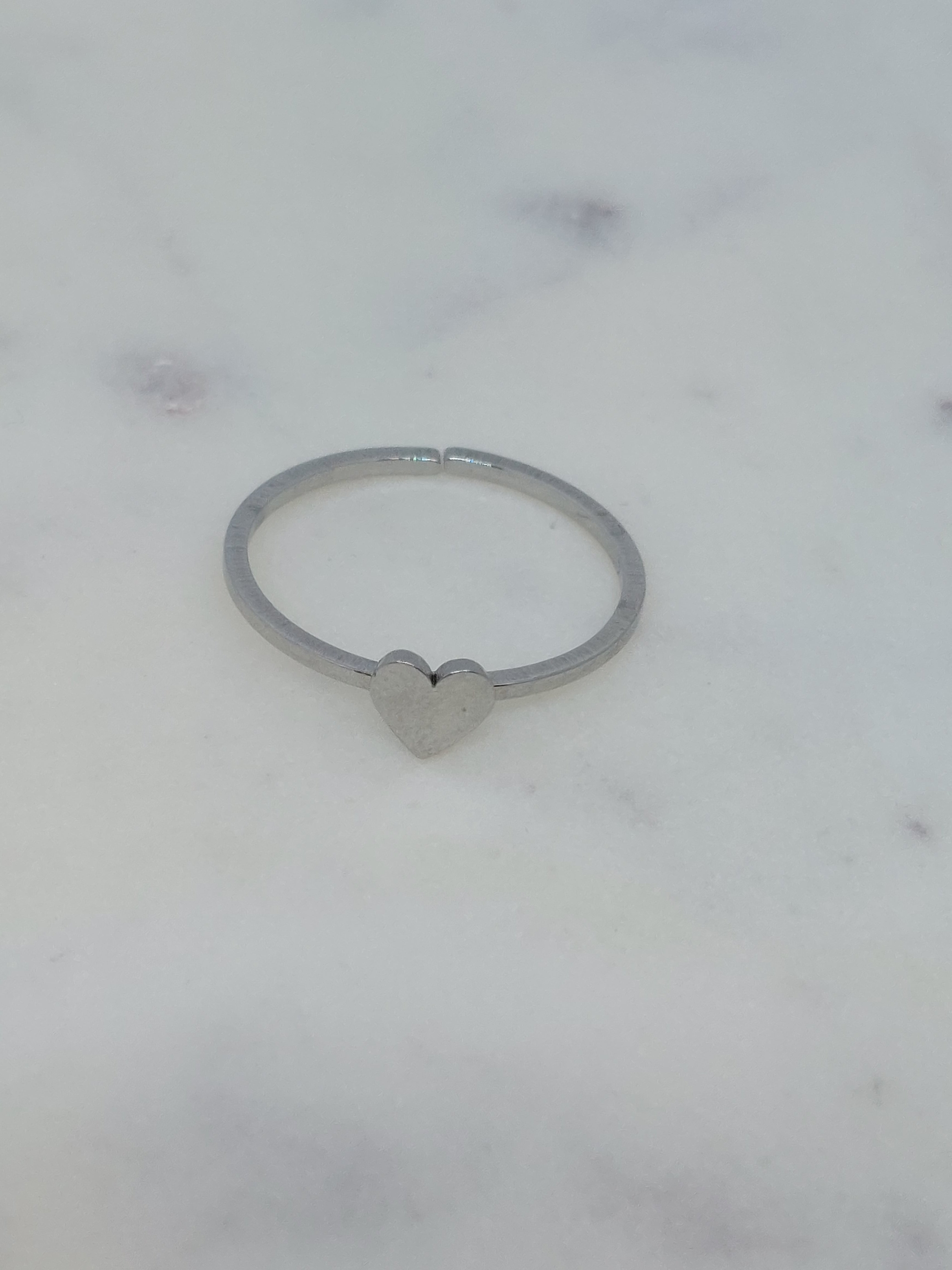 Ring Hartje klein RVS zilverkleurig