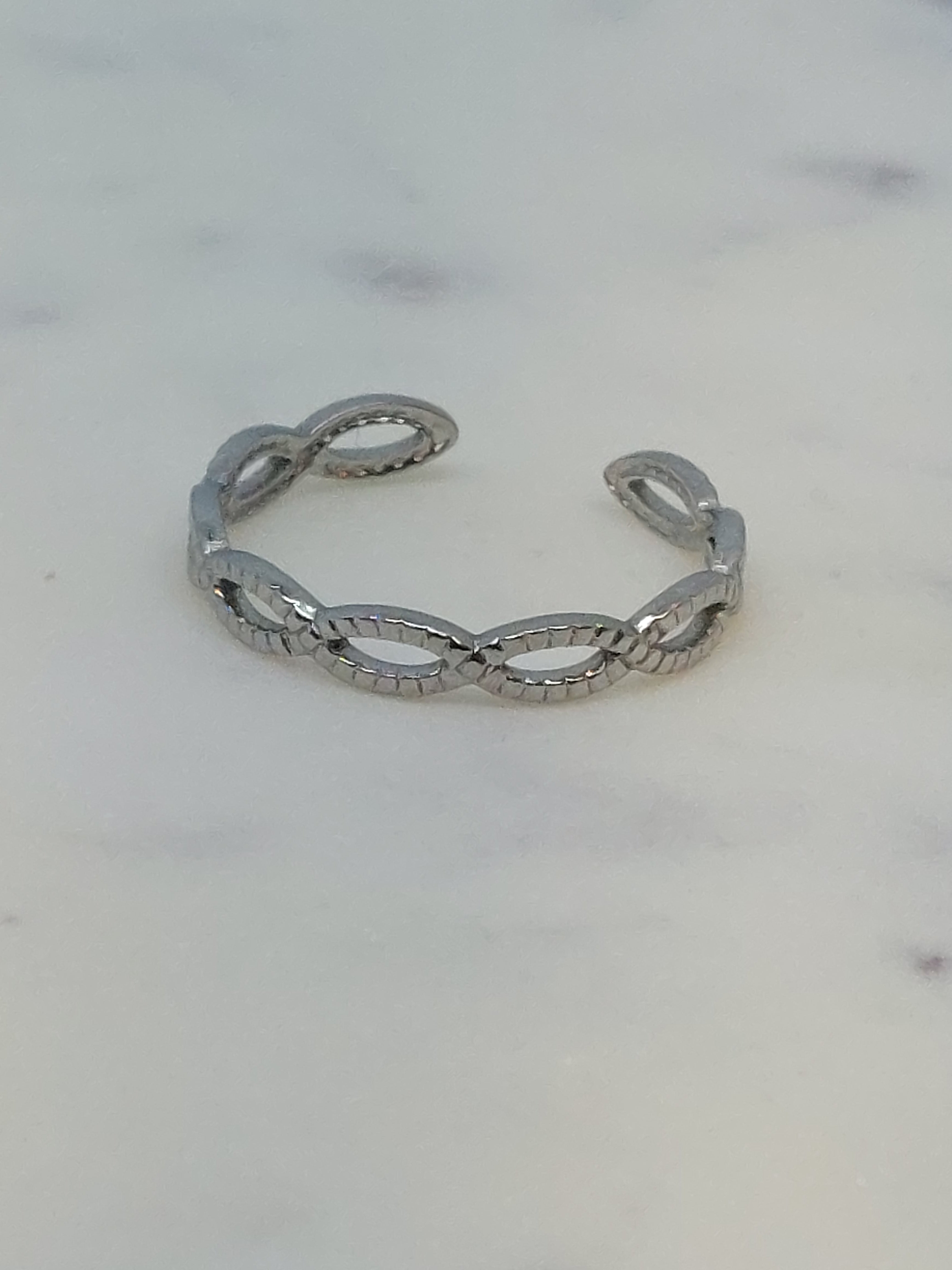 Ring Waves open RVS zilverkleurig