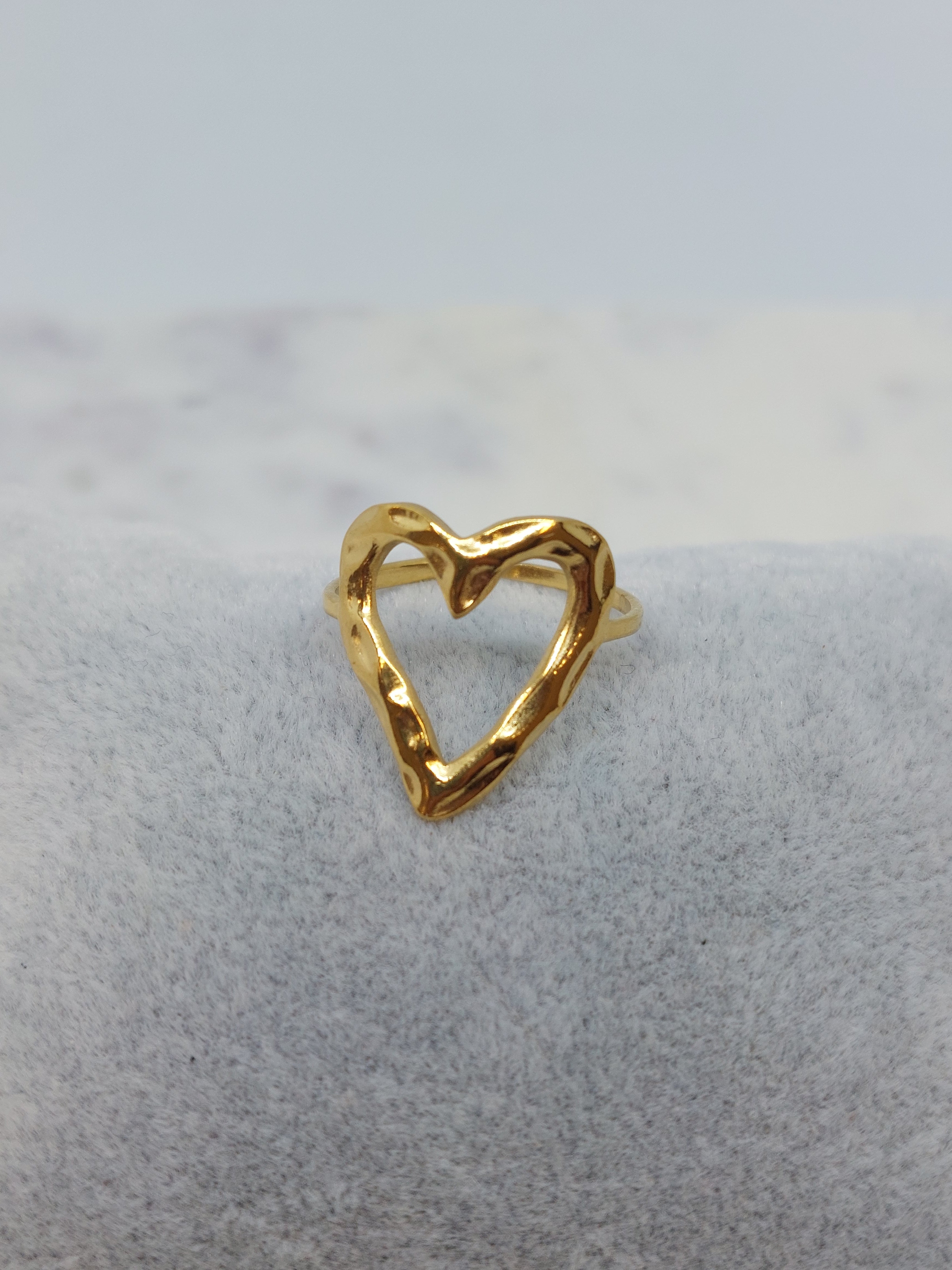 Ring Open Hart RVS goudkleurig