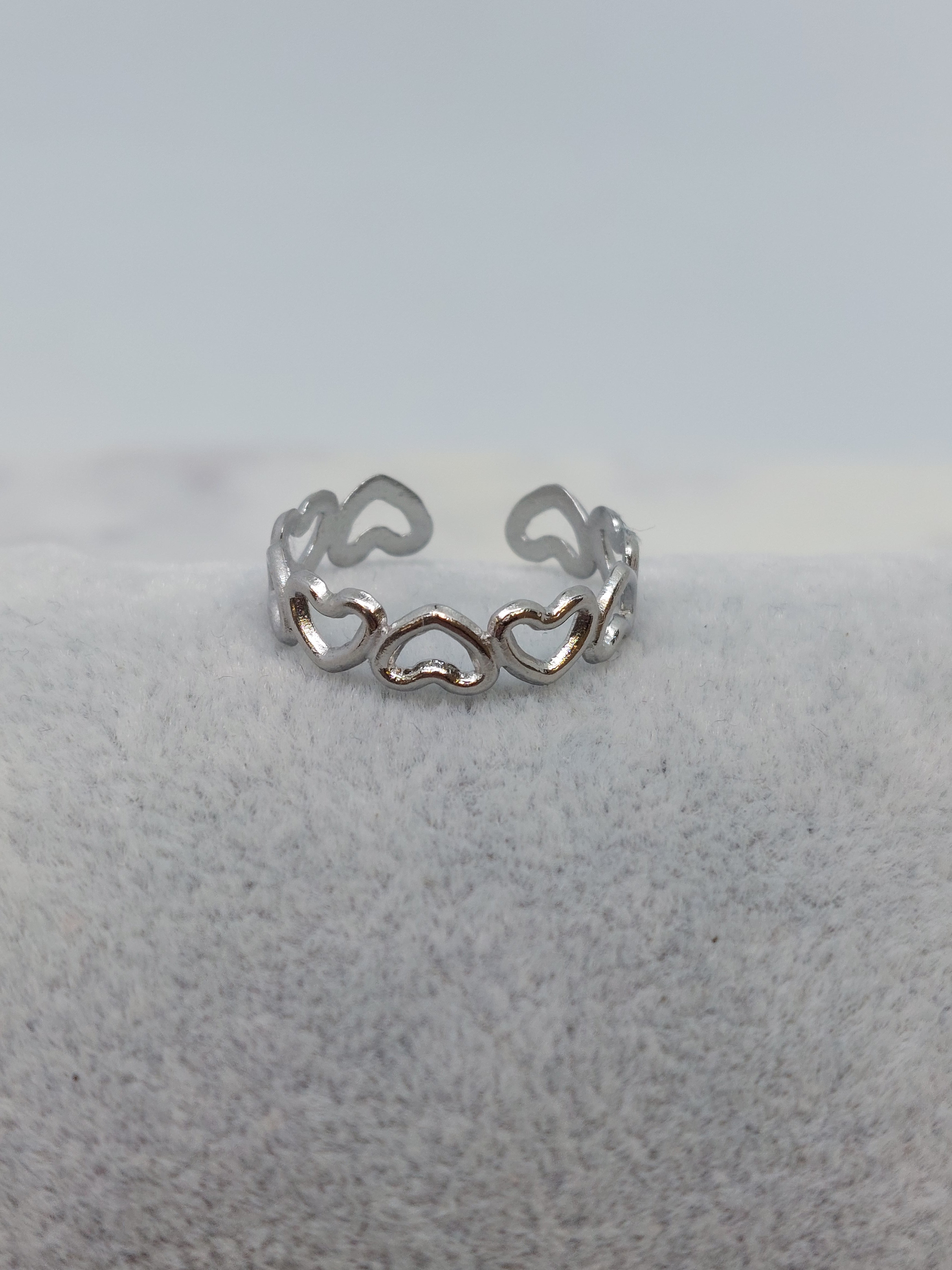 Ring hartjes RVS zilverkleurig