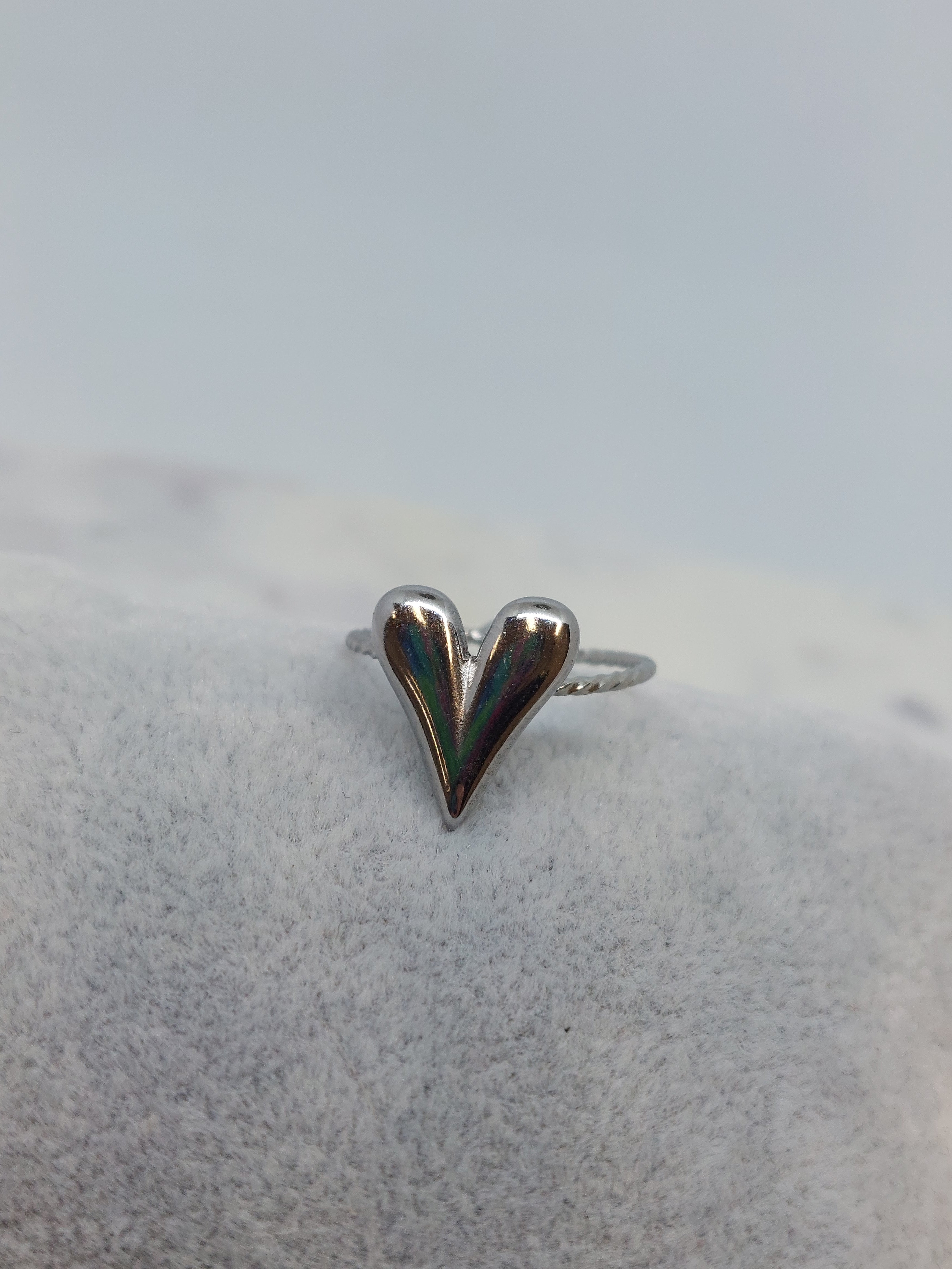 Ring Hart RVS zilverkleurig