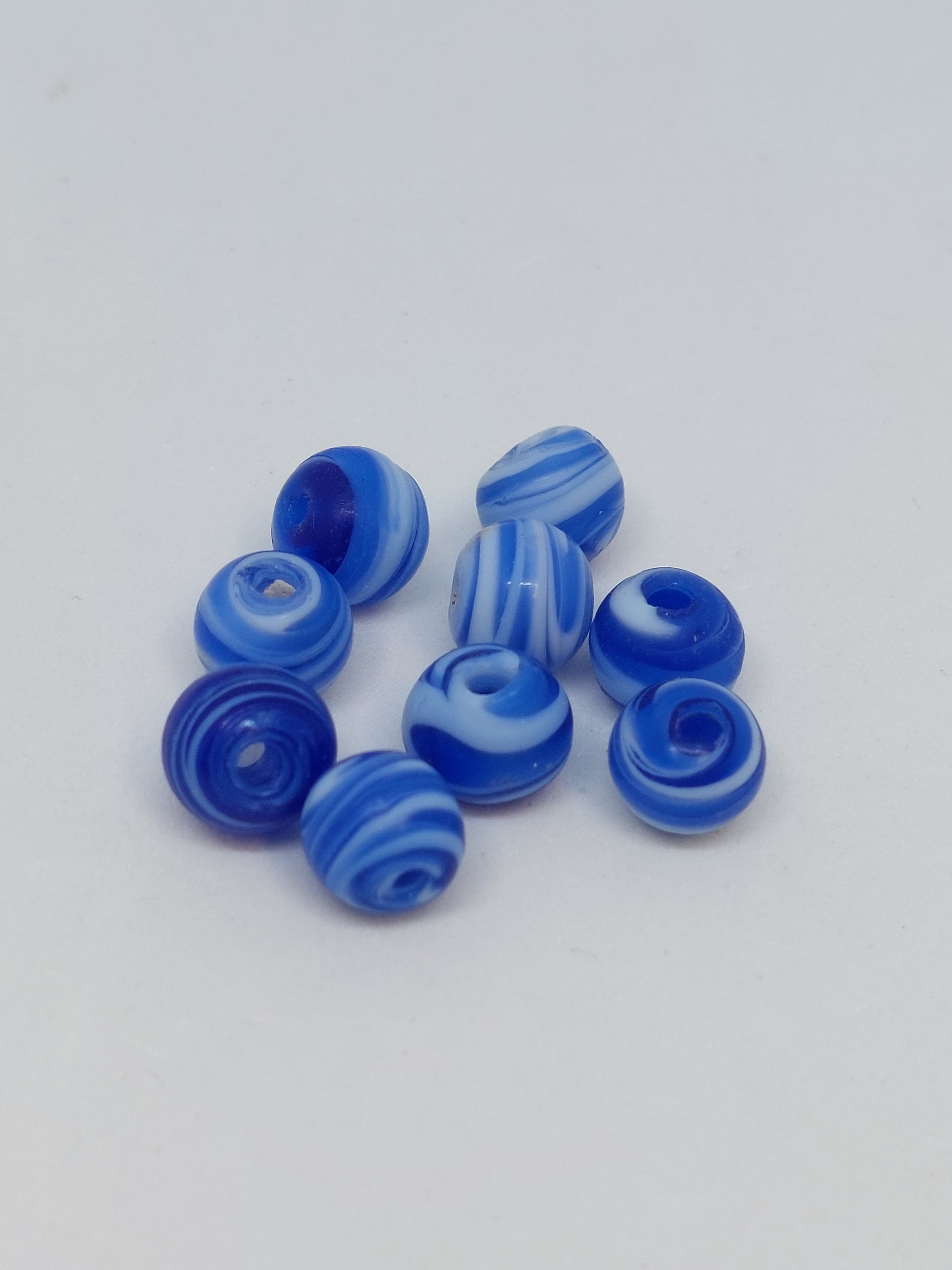 Glaskraal wit/donker blauw