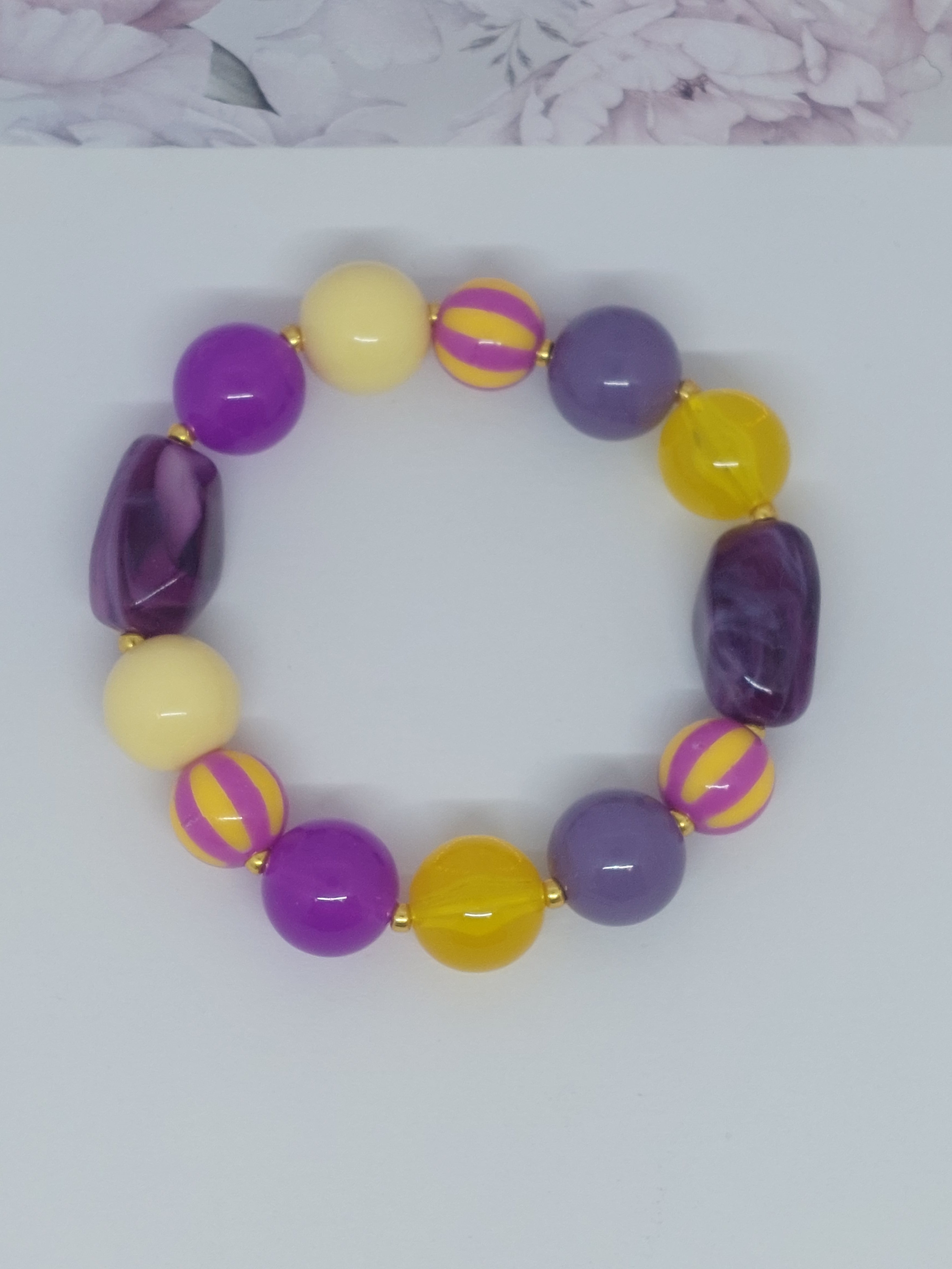 Kralen armband Mix Paars/geel