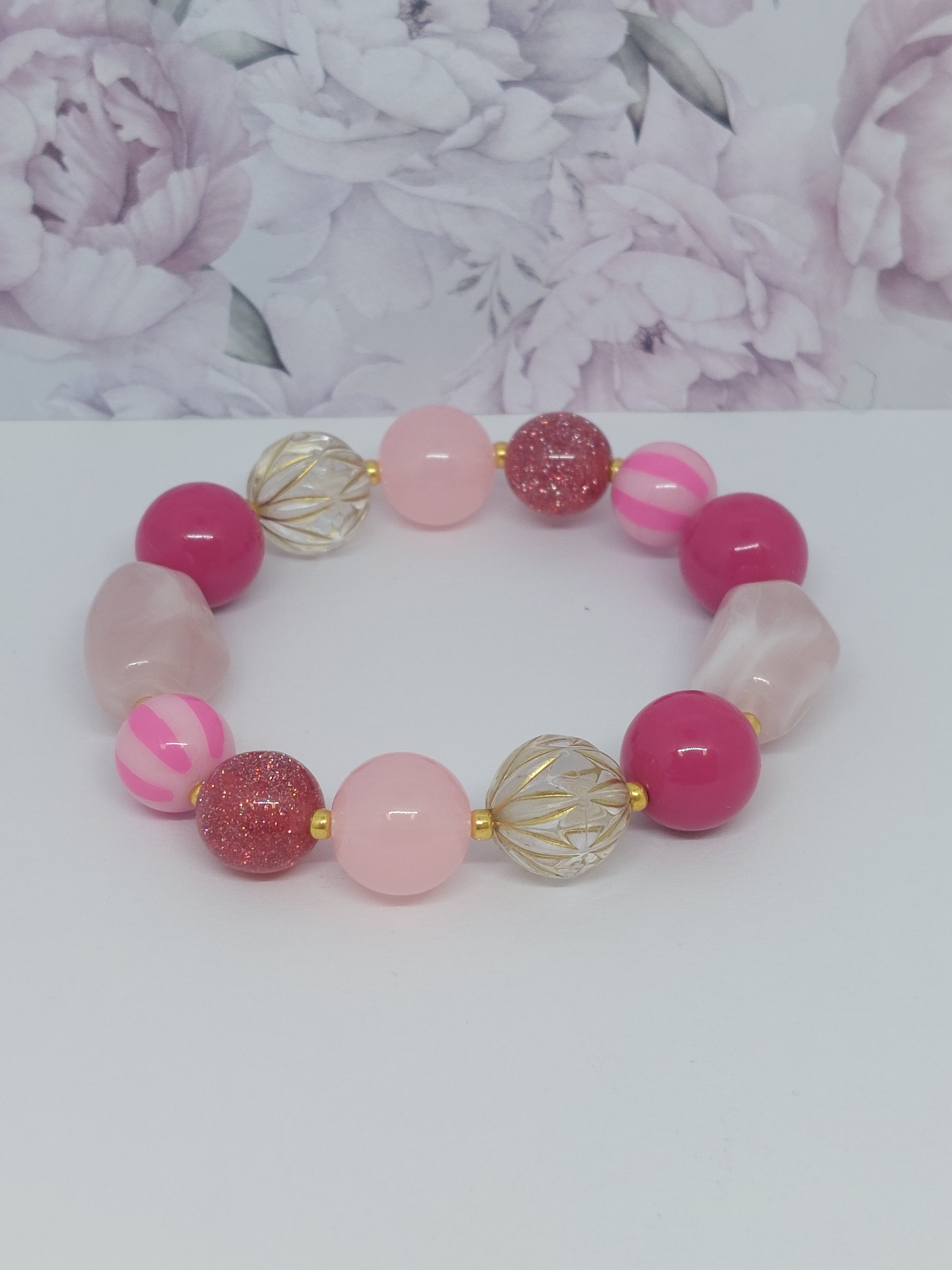 Kralen armband Mix roze