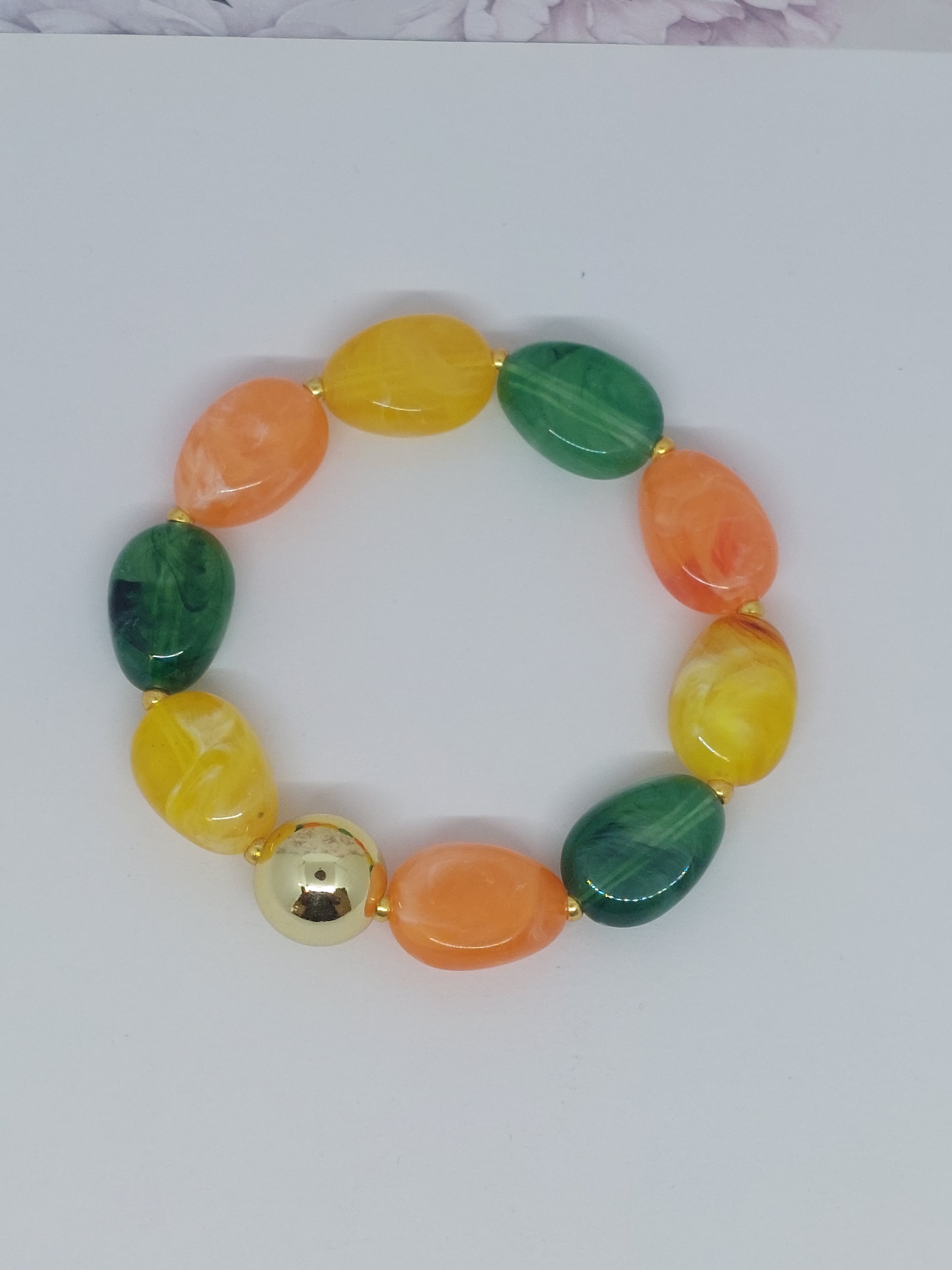 Kralen armband Geel/ groen/oranje