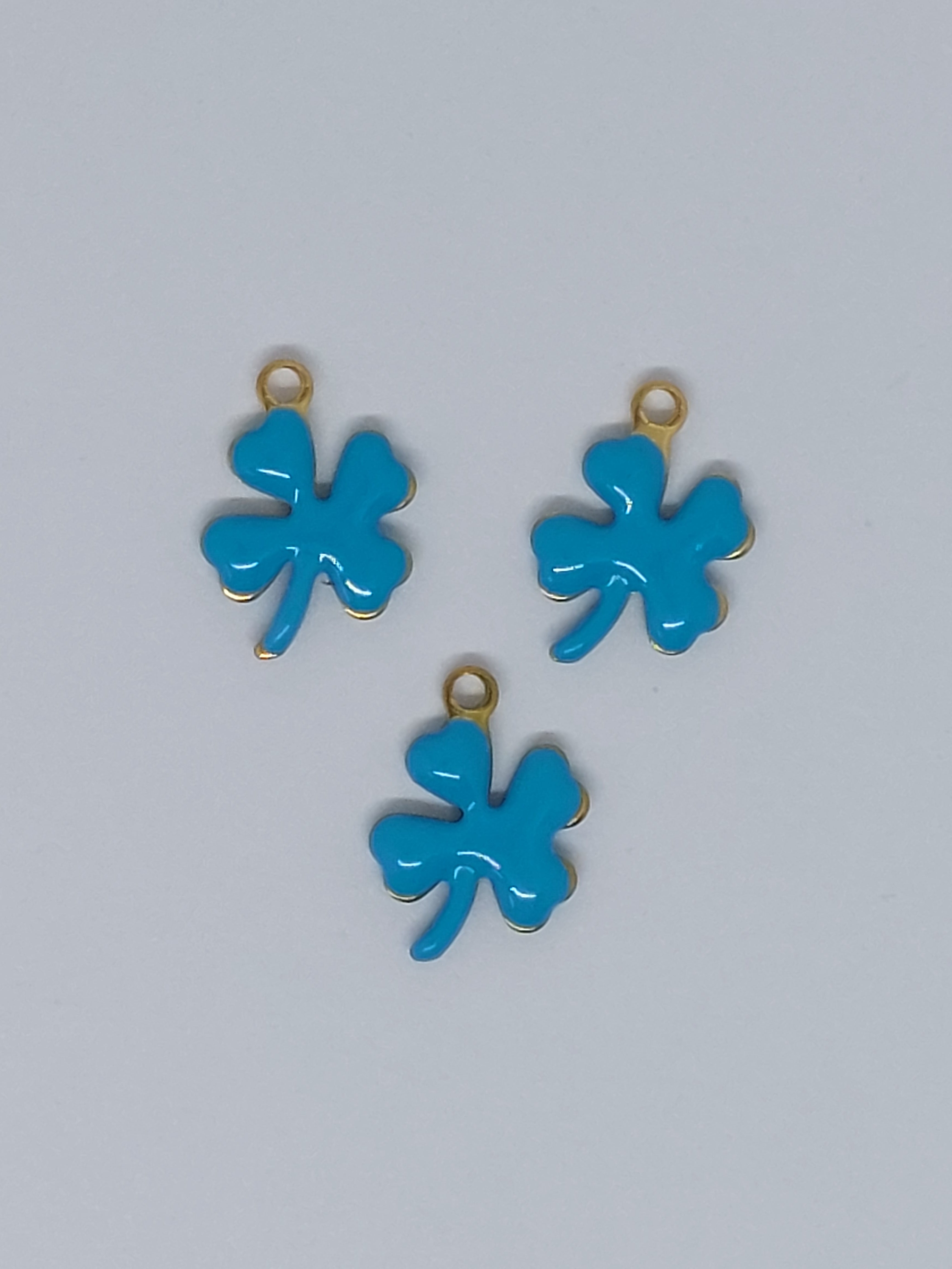 Bedel klavertje 4 blauw RVS