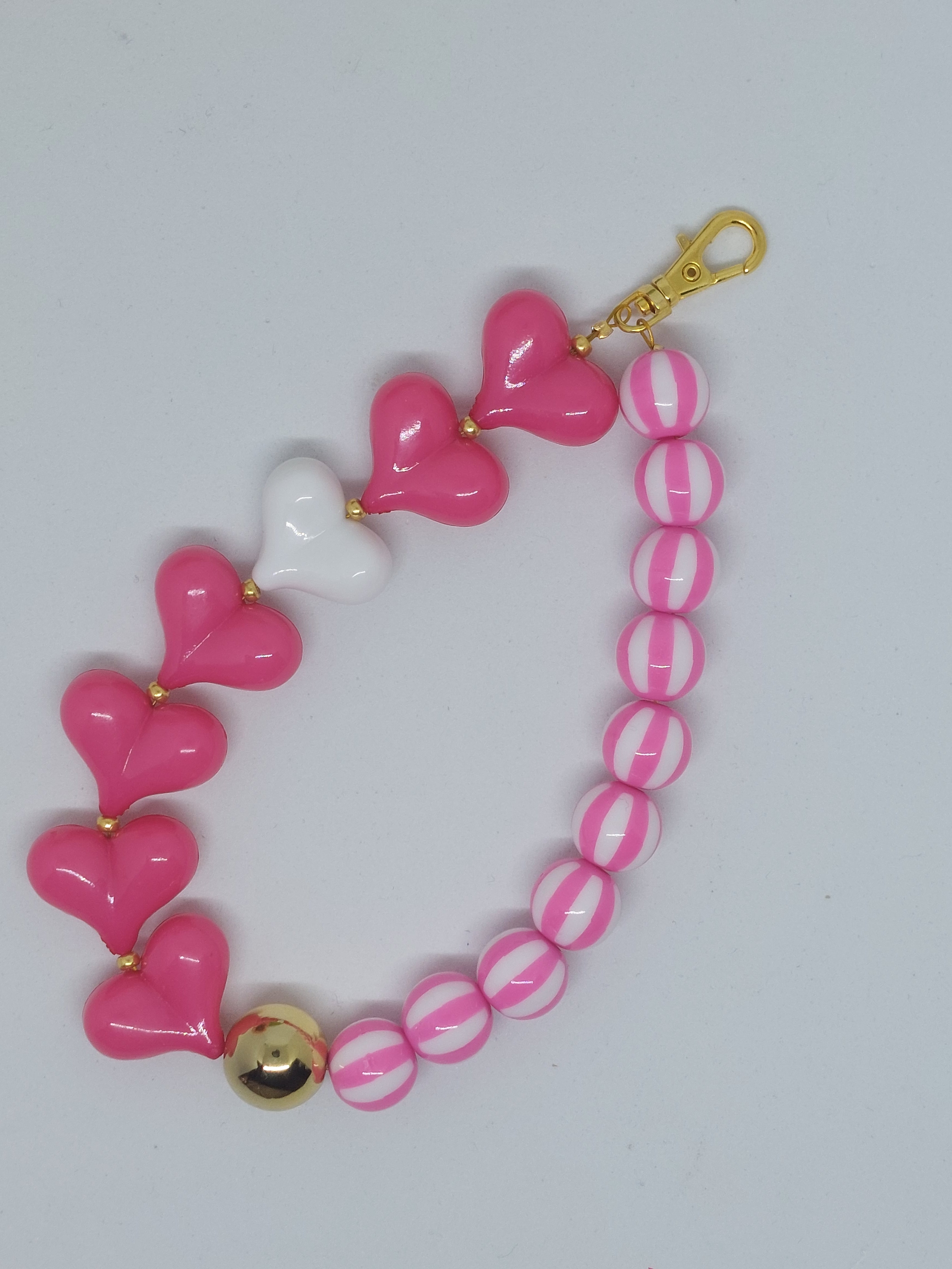 Telefoonkoord Roze/wit