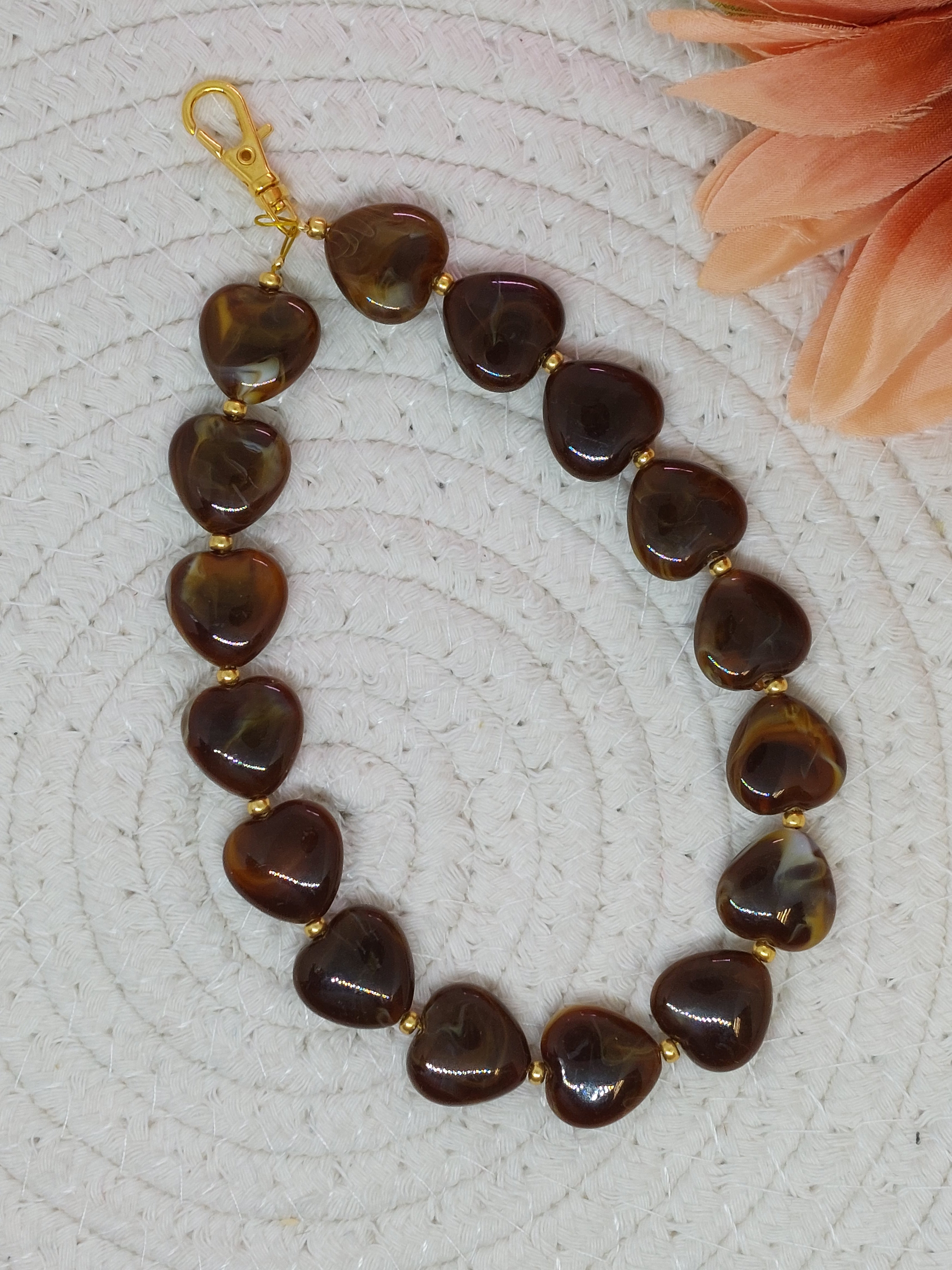 Telefoonkoord Hart bruin