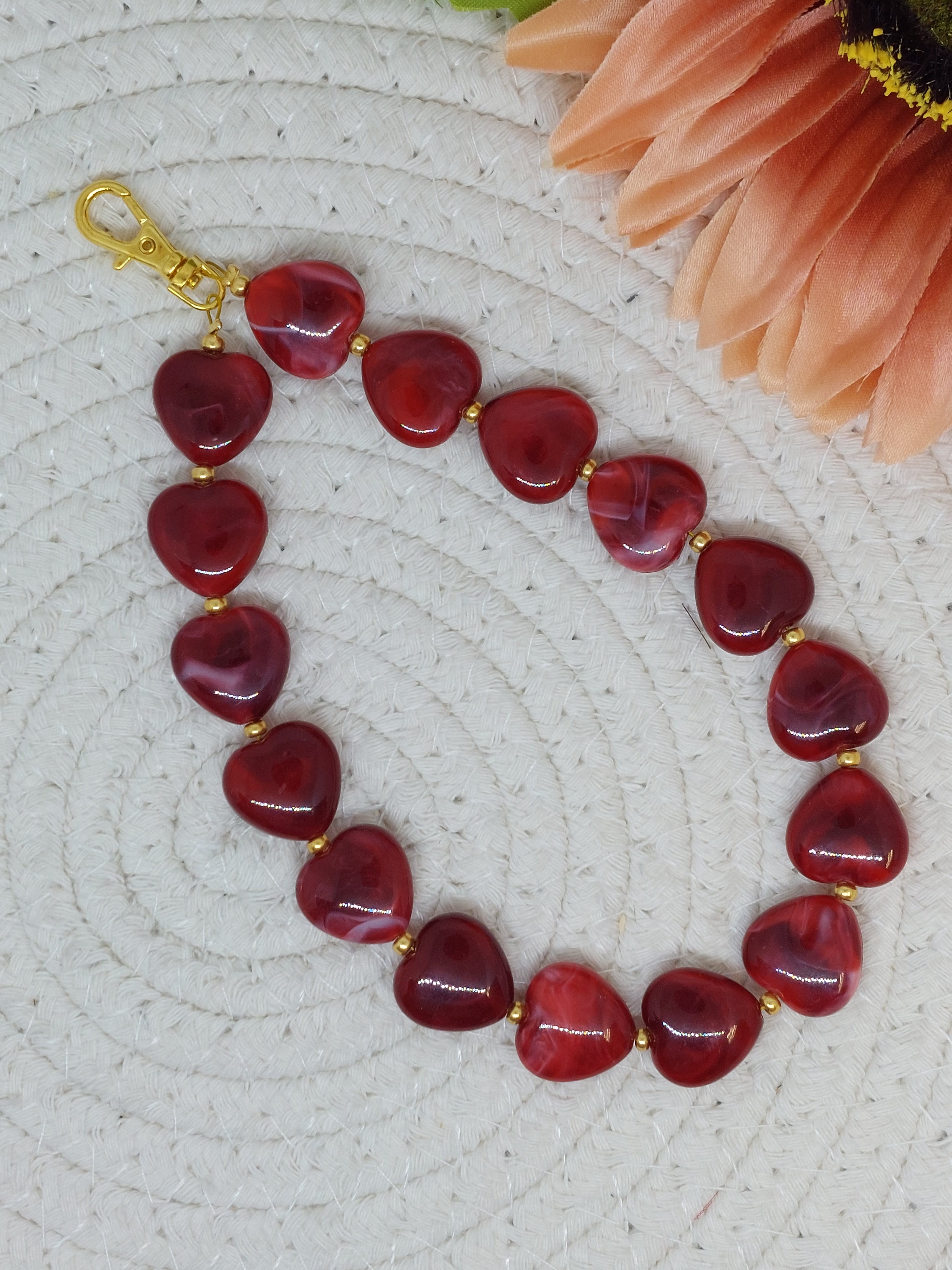 Telefoonkoord Hartje Rood/bruin