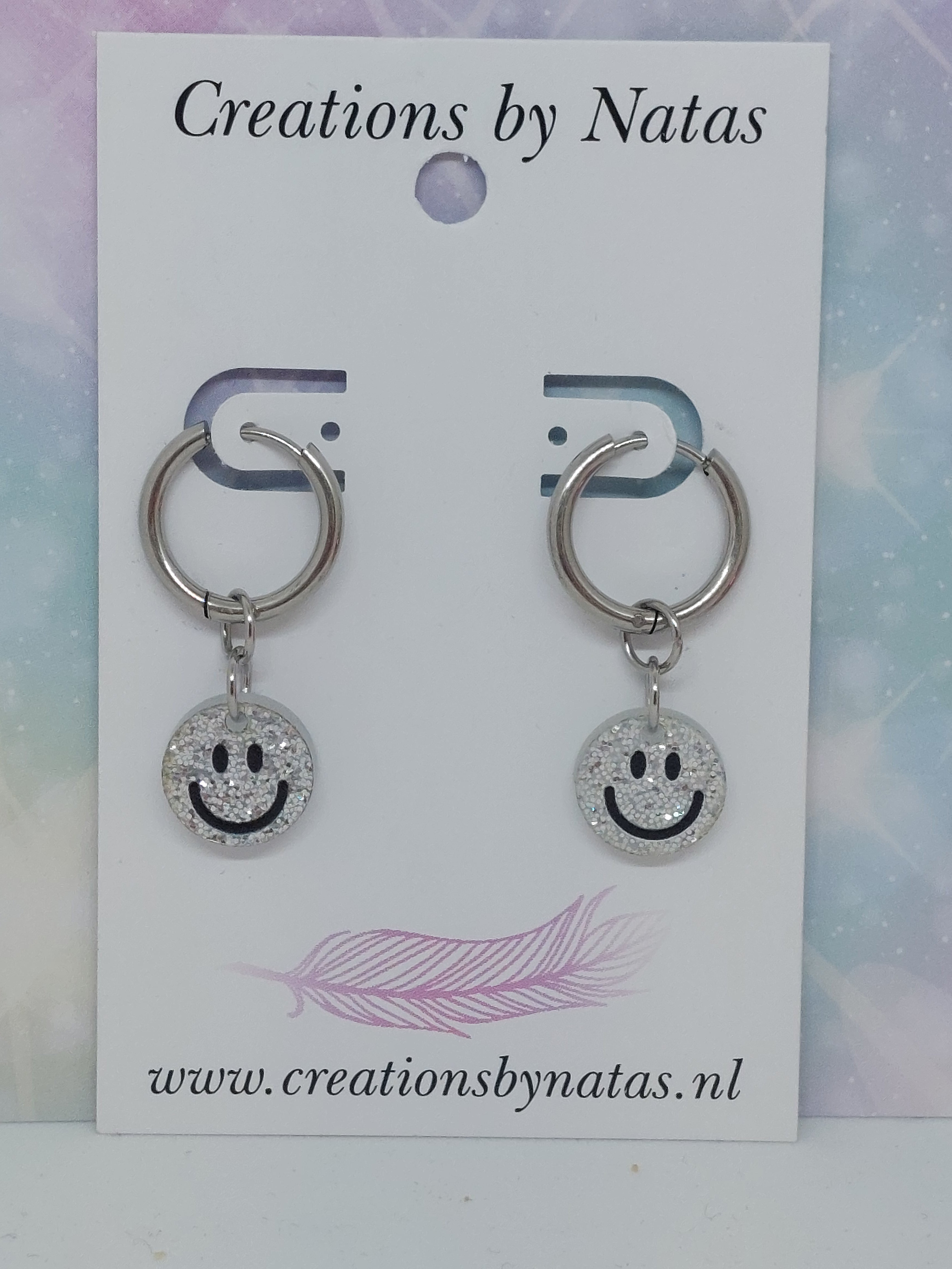 Oorbel Smiley zilver