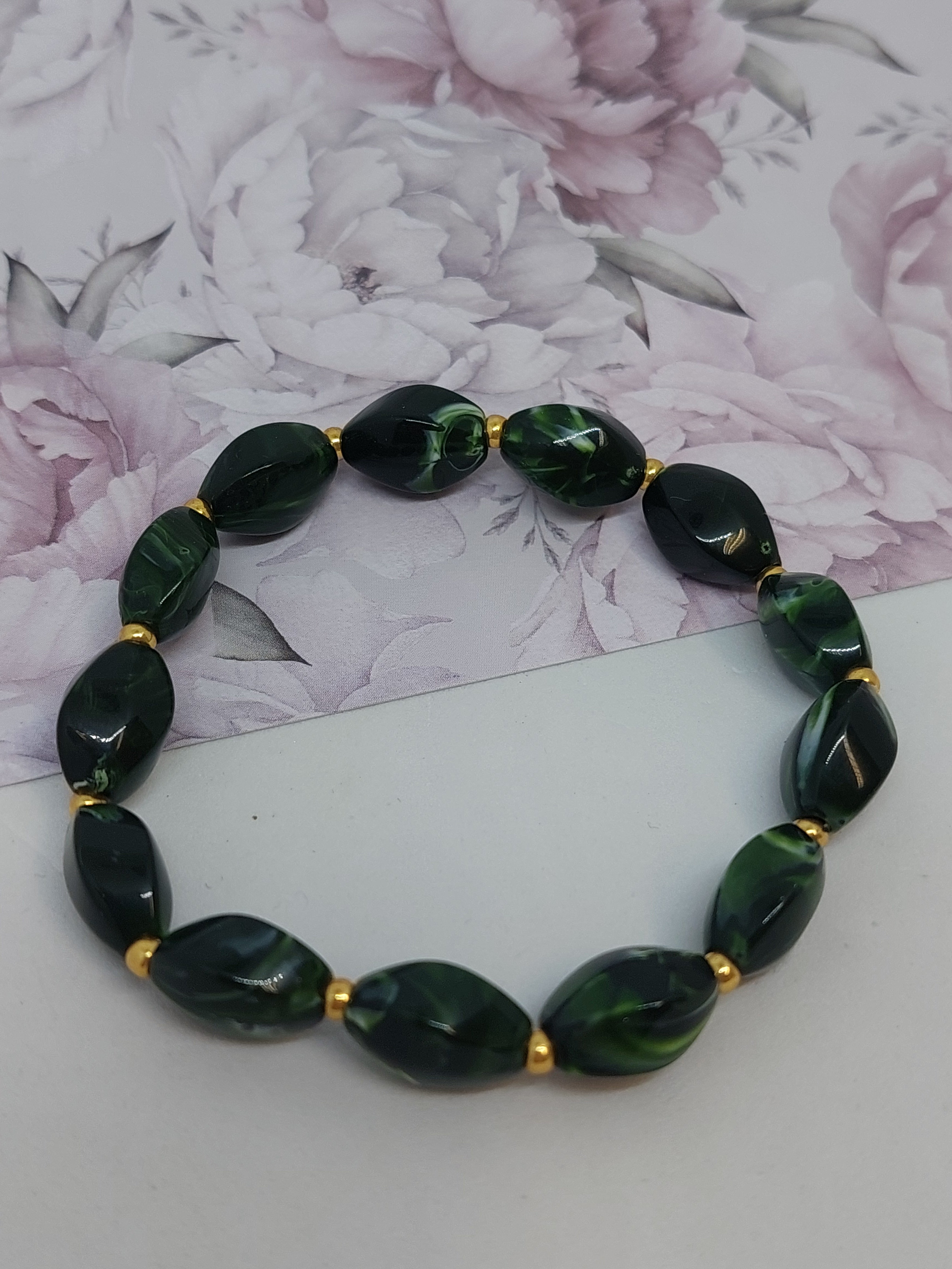 Armband Dark Green stone