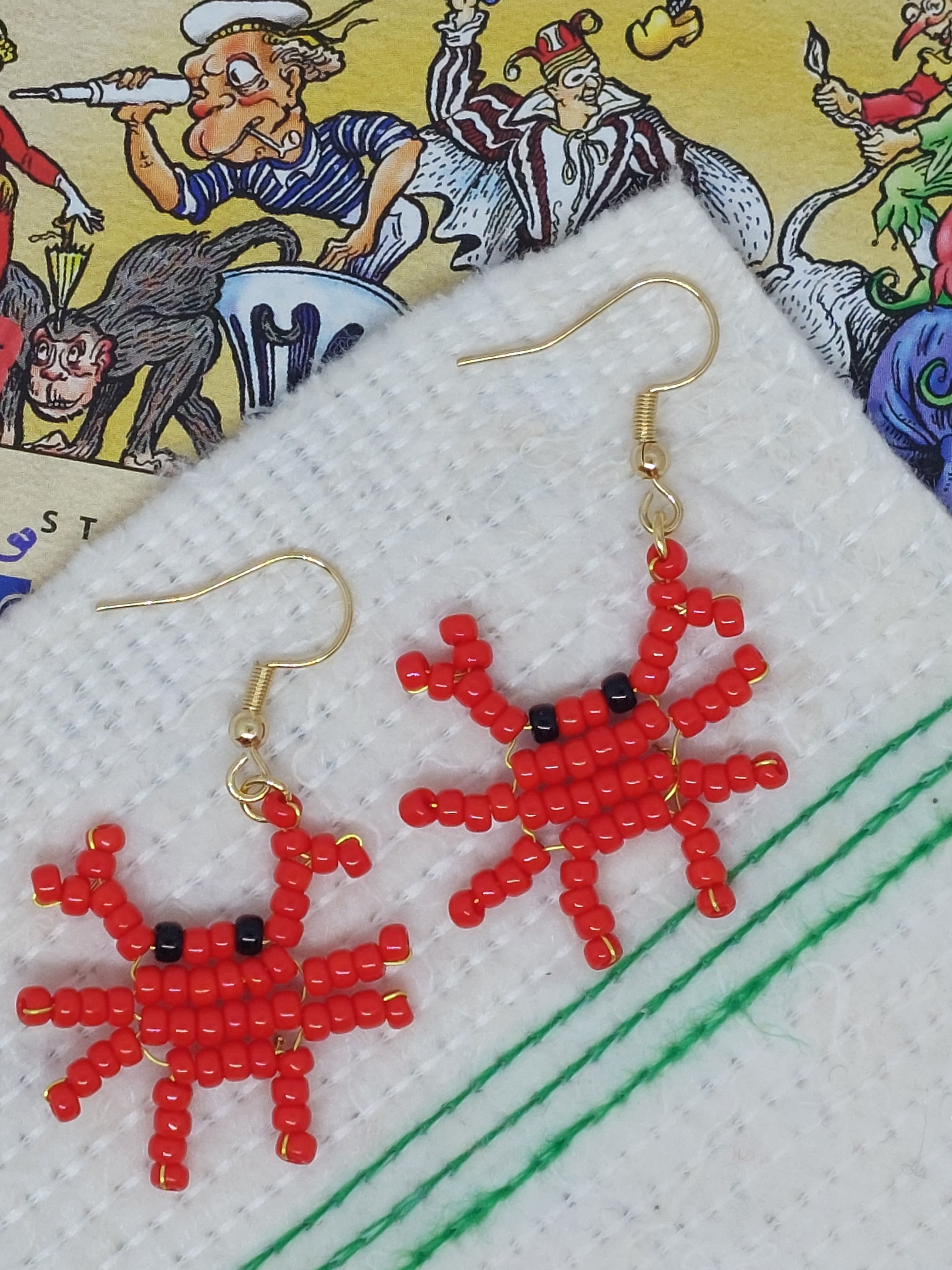 Oorbel Krab rood