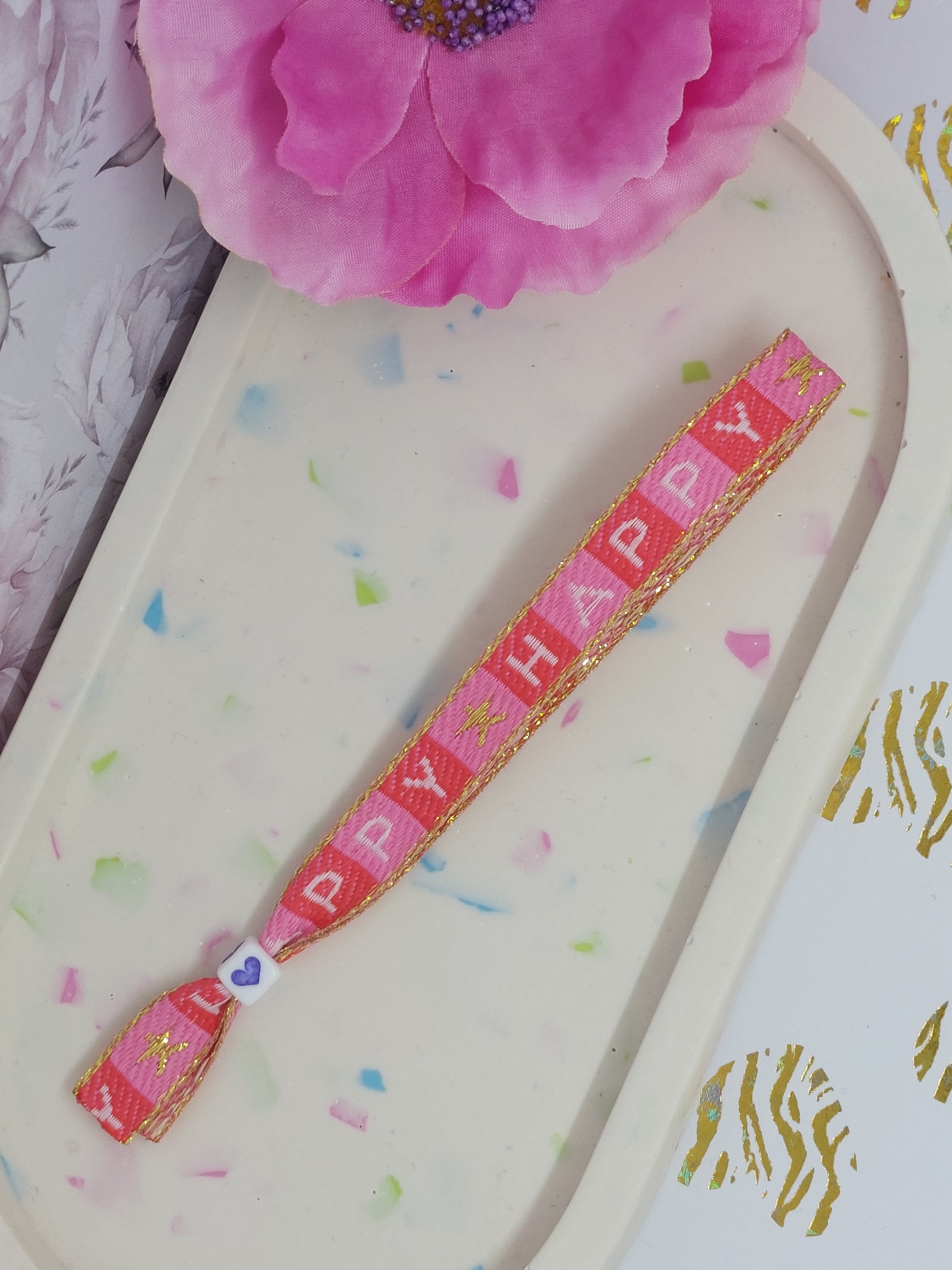Lint armbandje "happy"