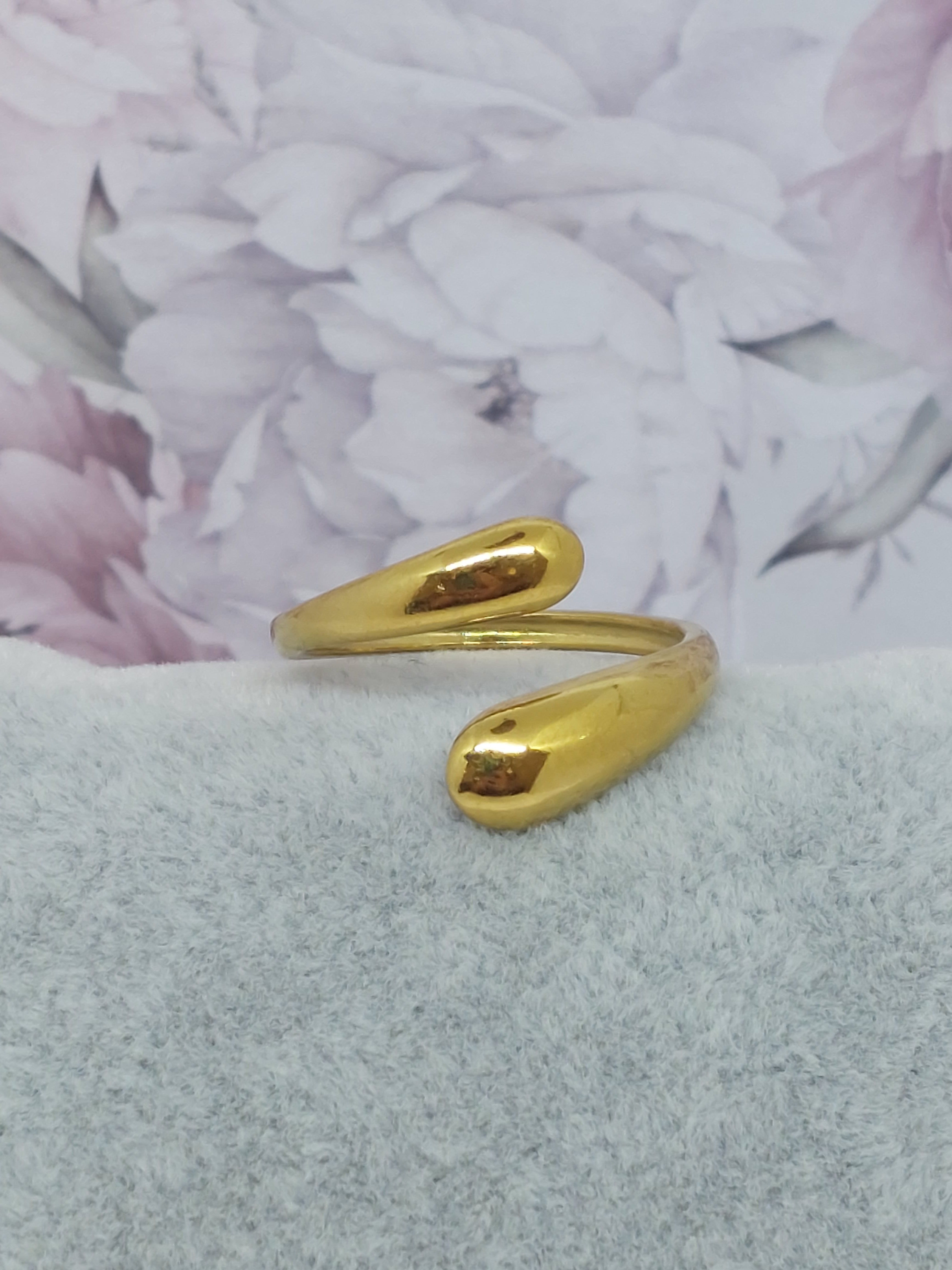 Ring Druppels RVS goudkleurig