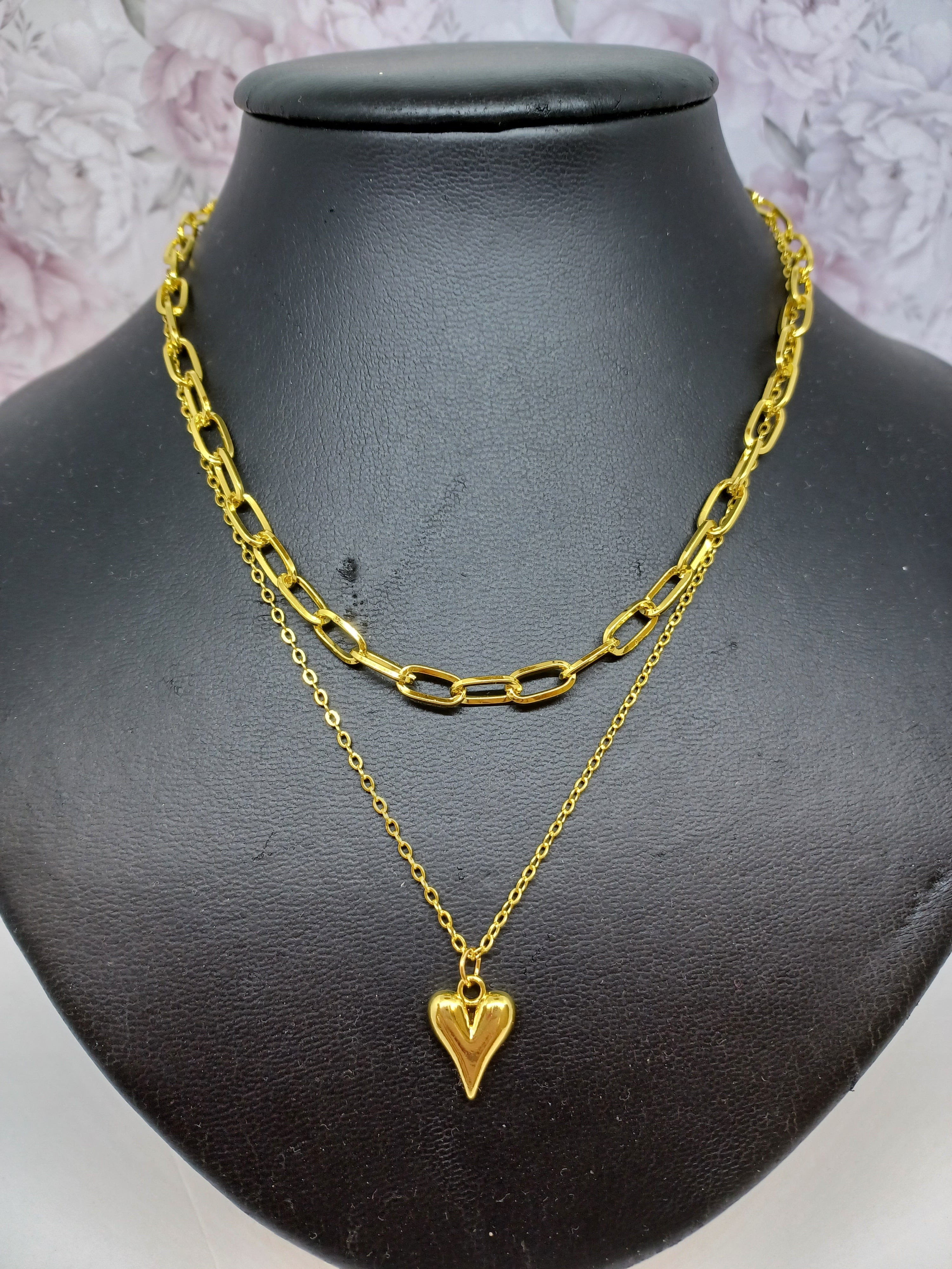 Ketting Hart 2 in 1 RVS Goudkleurig