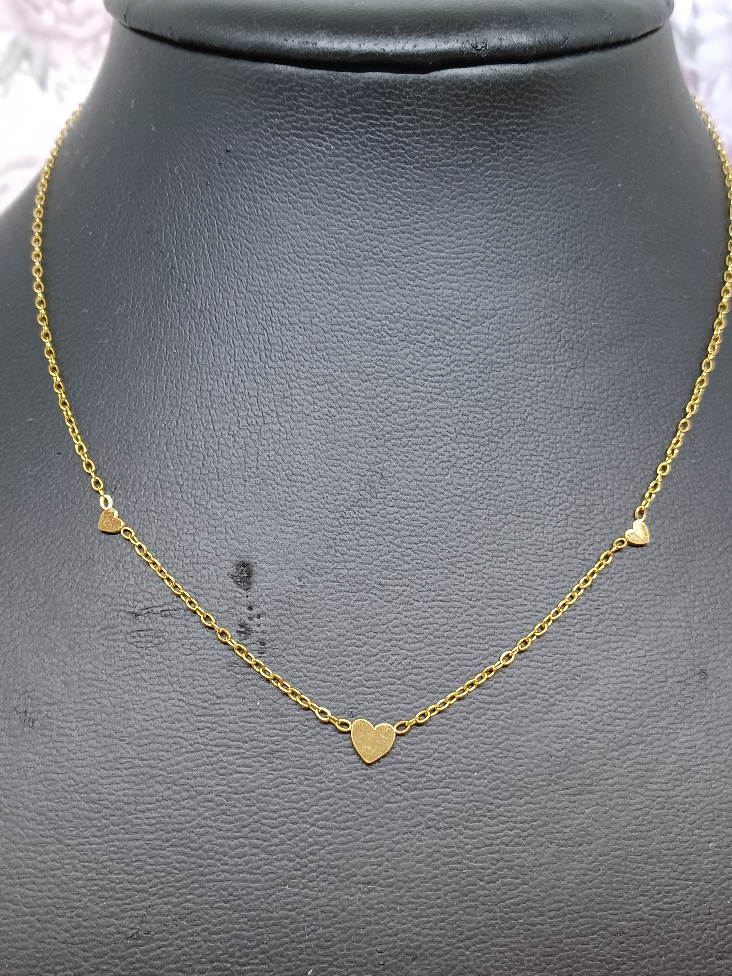Ketting Hartjes klein RVS Goudkleurig