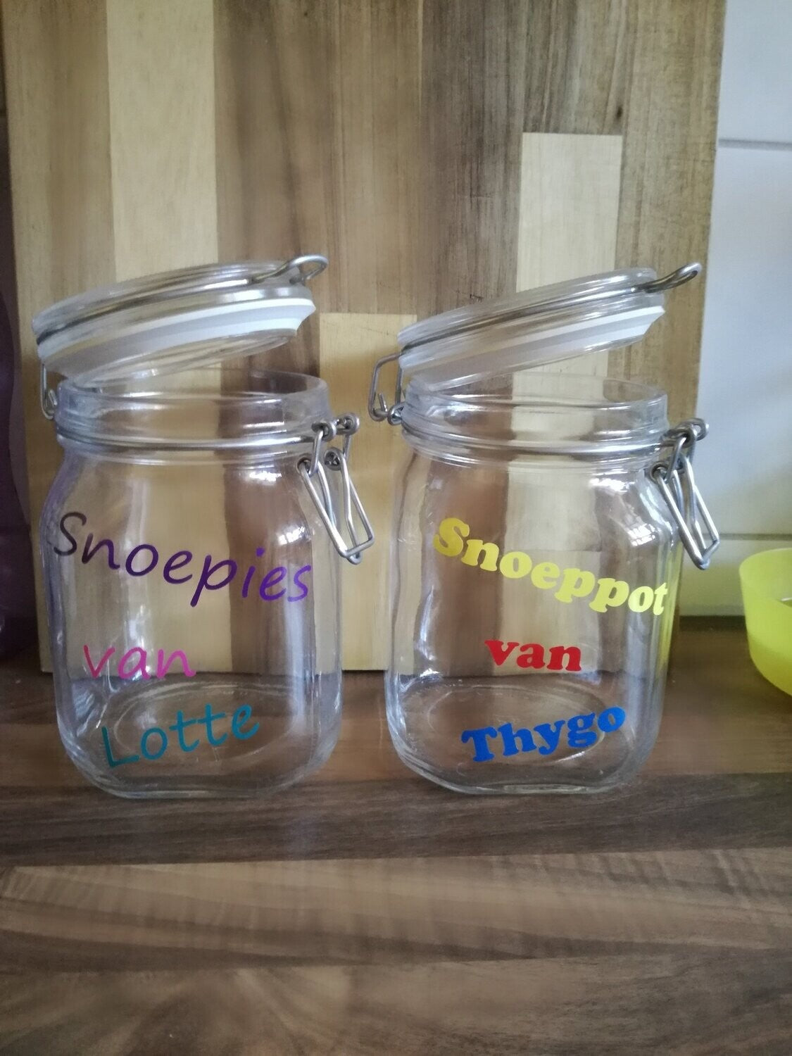 Snoeppot met tekst
