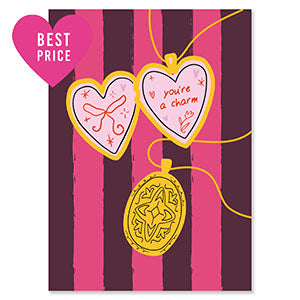 "You're a charm" Dark brown-magenta pink-gold